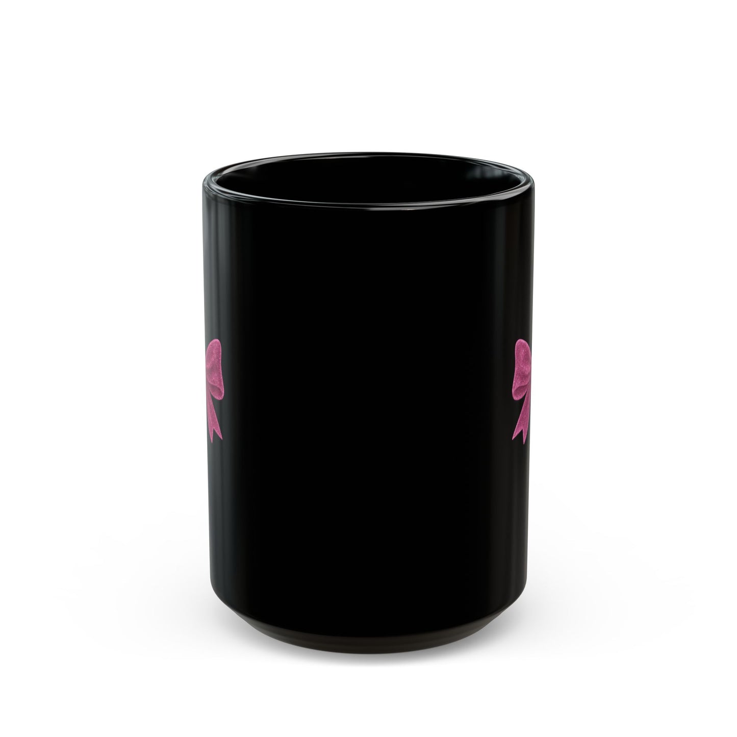 Black Mug with Pink Bow – Aesthetic Coffee Mug for Women | Cute Girly Gift, Desk Accessory, Kawaii Style Cup for Coworkers & Friends