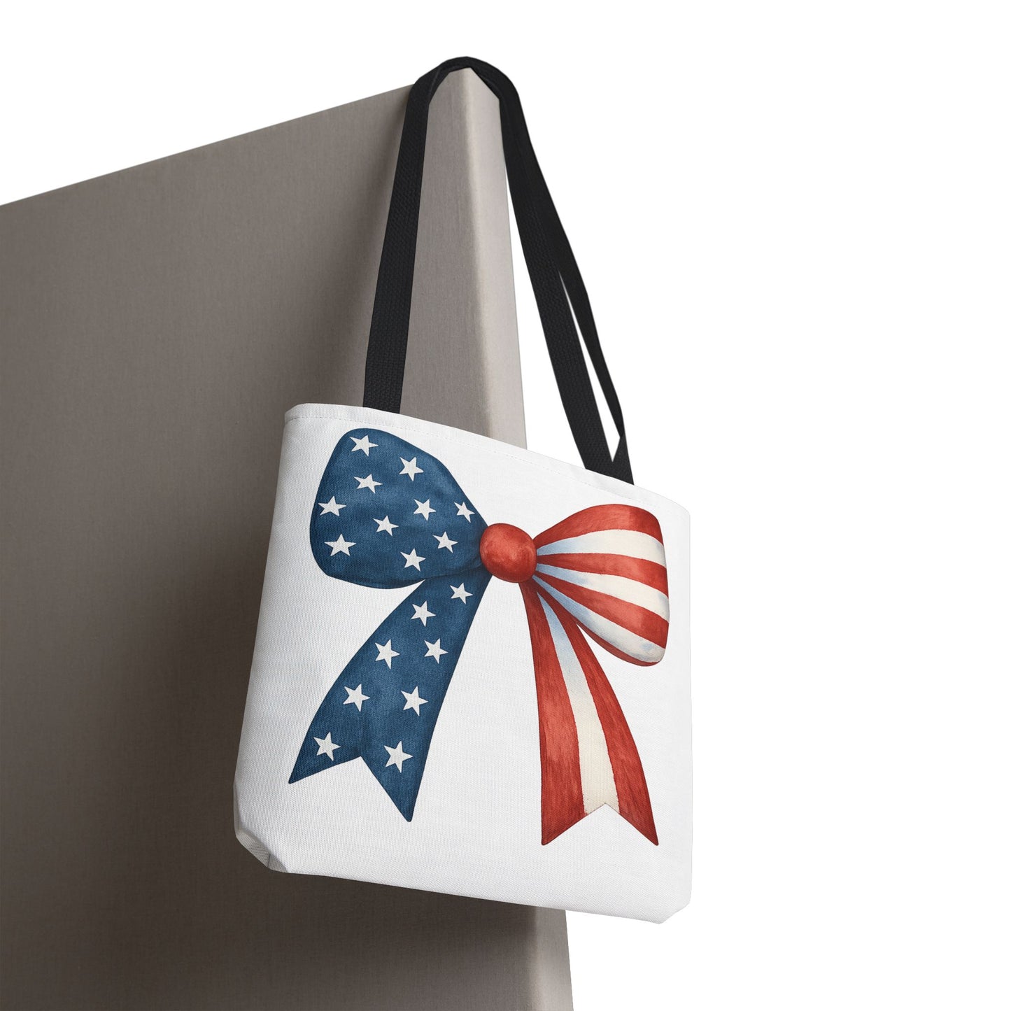 Patriotic Bow Tote Bag | 4th of July Reusable Bag | American Flag Tote | USA Stars Stripes Bag | Independence Day Gift | USA Market Bag