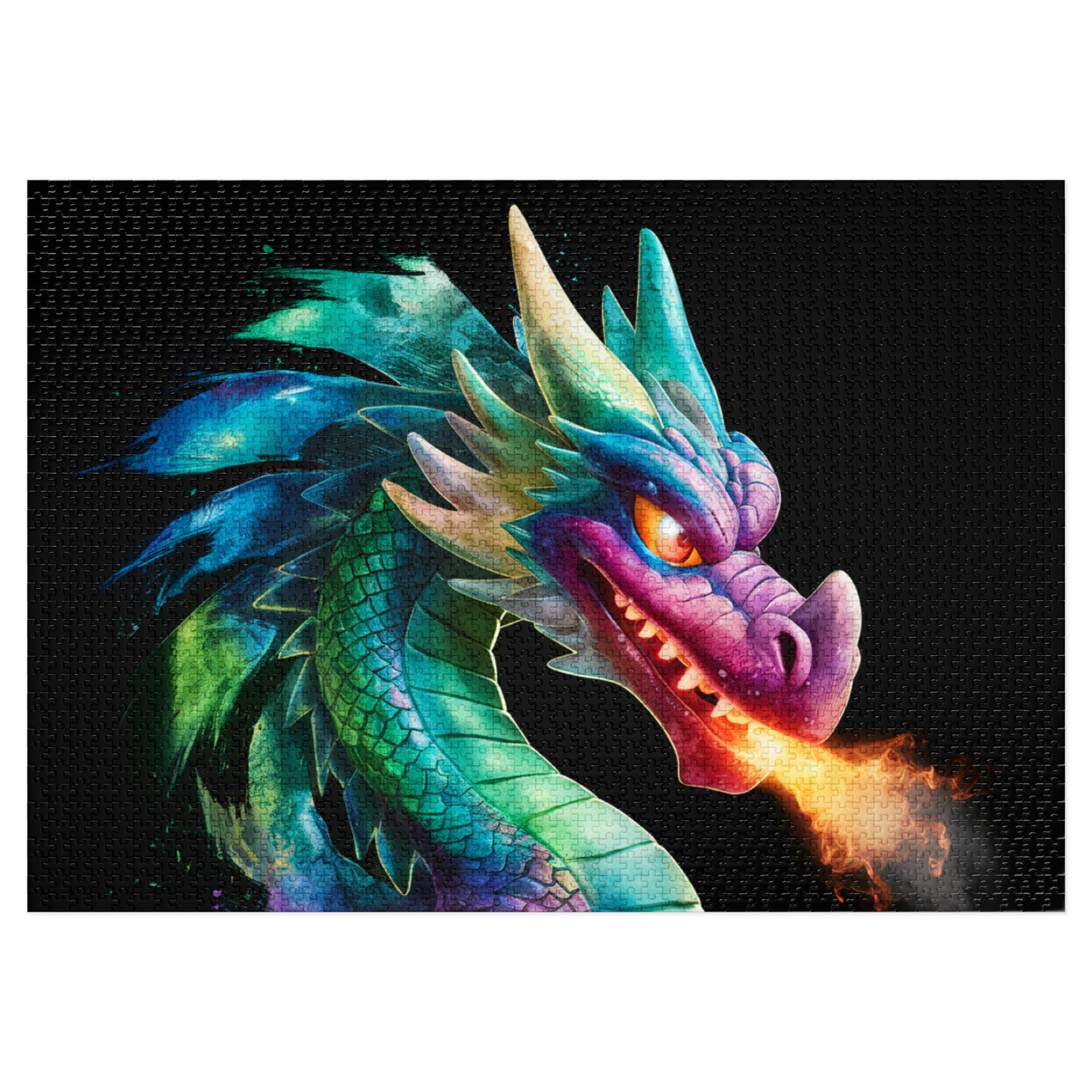 Colorful Fire Breathing Dragon Puzzle - 252, 500, 1000, 2000 Piece Fantasy Jigsaw Gift for Adults, Kids, Gamers, & Art Lovers