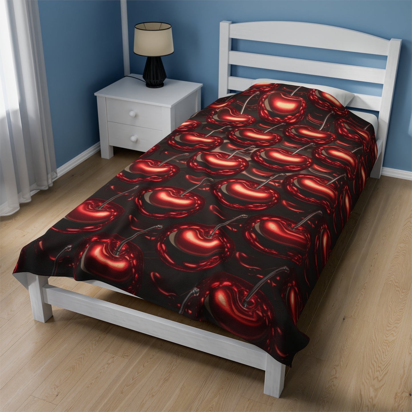 Plush Blanket with Shiny Cherry Design