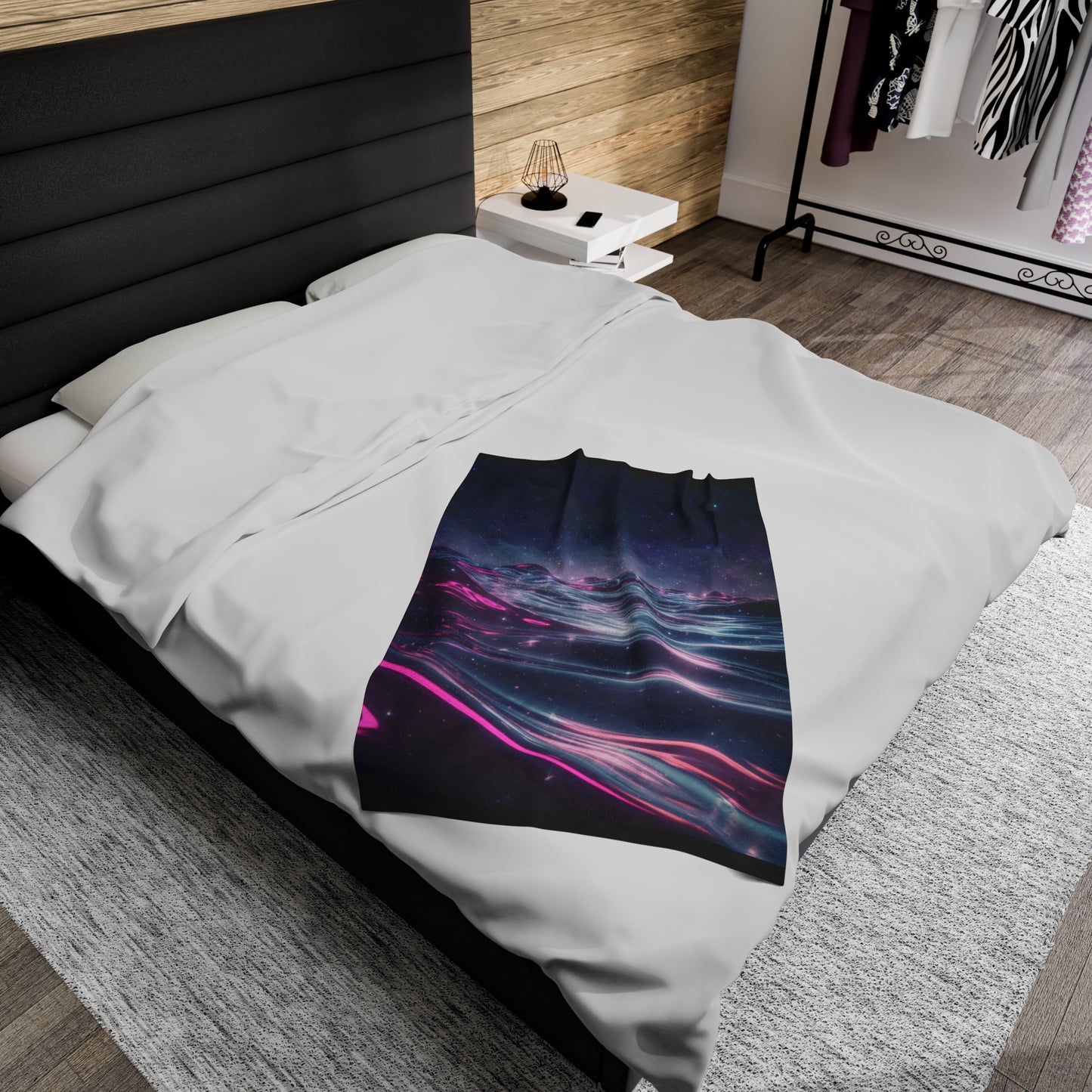 Plush Blanket with Galactic Ocean Design
