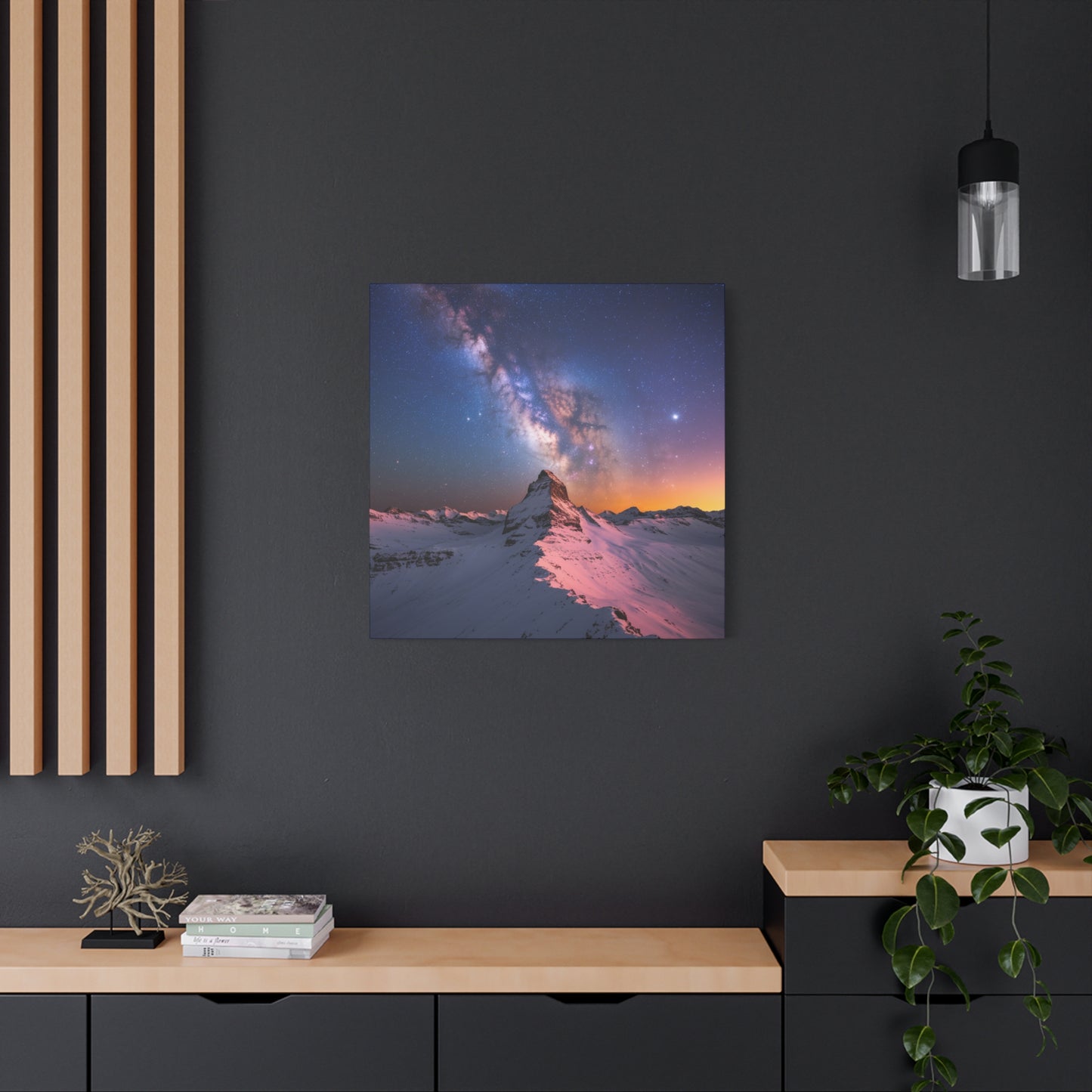 Canvas Art Mountain Top and Milky Way Galaxy View Space Canvas Starry Art with a View