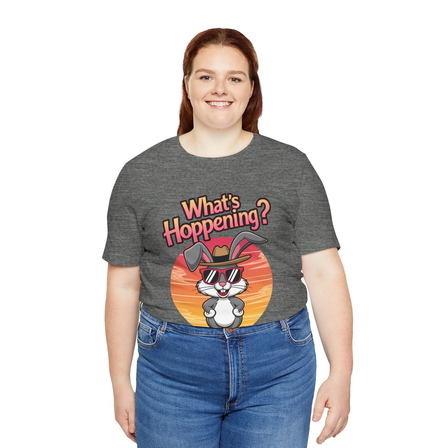 What’s Hoppening Funny Bunny Shirt – Cute Rabbit Pun T-Shirt – Sunset Graphic Tee for Animal Lovers, Easter, and Pun Enthusiasts