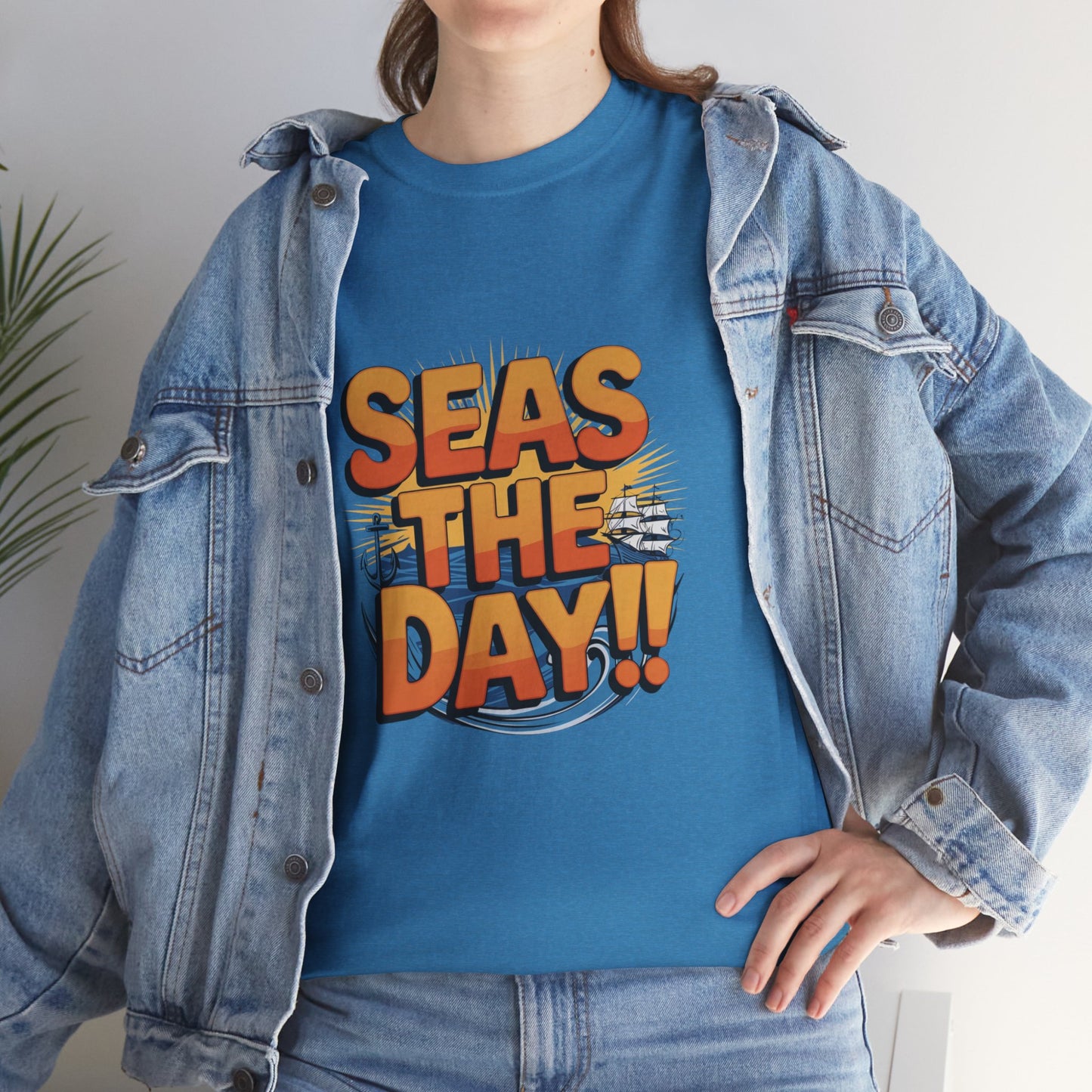 Seas The Day!! Tee • Ocean Pun Graphic Shirt • Comfort Colors Unisex Beachy Vibes • Nautical Aesthetic • Gift for Sea Lovers & Summer Vacays