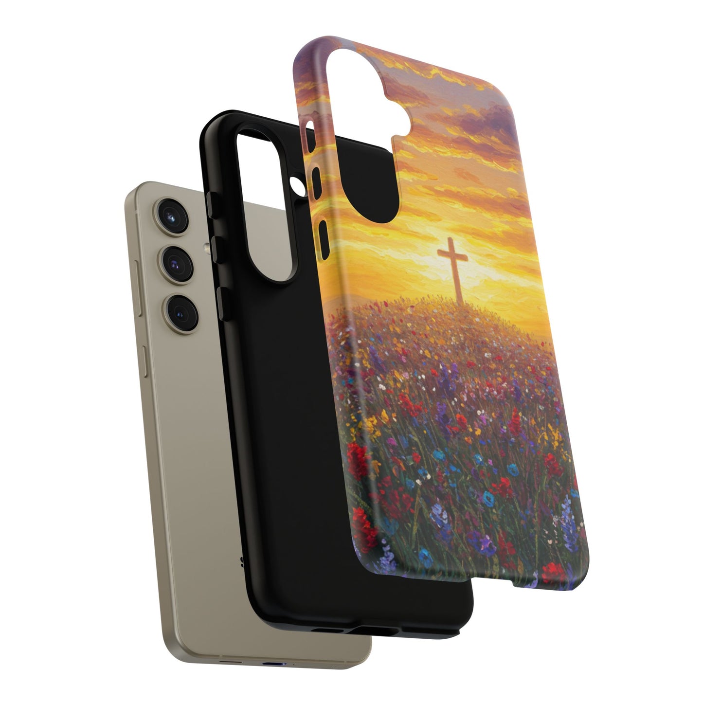 Samsung Phone Case - Monet Style Cross Christian Phone Case Spiritual Case Inspirational Samsung Case
