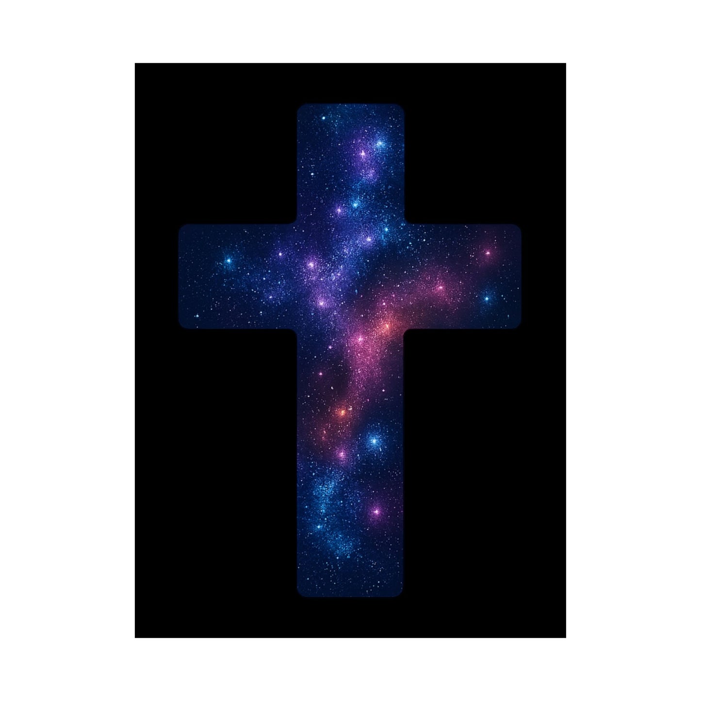 Vertical Poster - Galactic Cross Design Christian Poster Spiritual Decor Religious Art Faith Based Decoration Gift for Believers