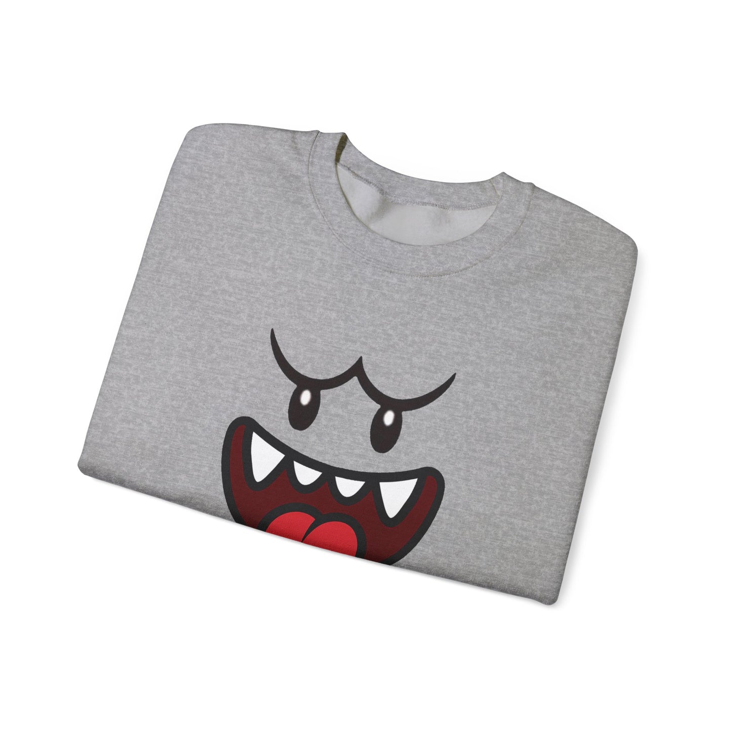 Spooky Grin Sweatshirt, Cartoon Ghost Face Crewneck, Halloween Grinning Ghost Sweatshirt, Cute Monster Smile Pullover, Spooky Season Graphic Sweat