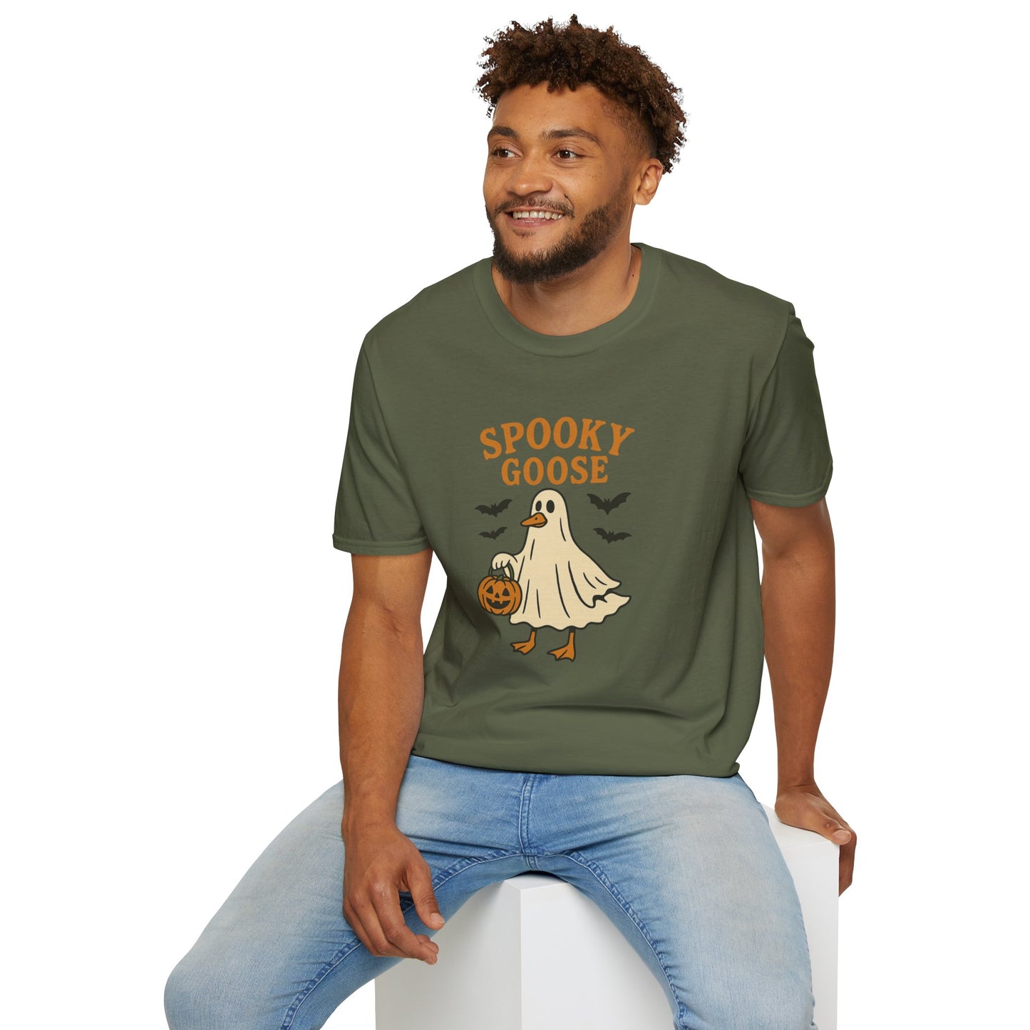 Spooky Goose Halloween T-Shirt | Ghost Costume Goose Tee | Funny Fall Bird Shirt | Spooky Animal Halloween Graphic T-Shirt