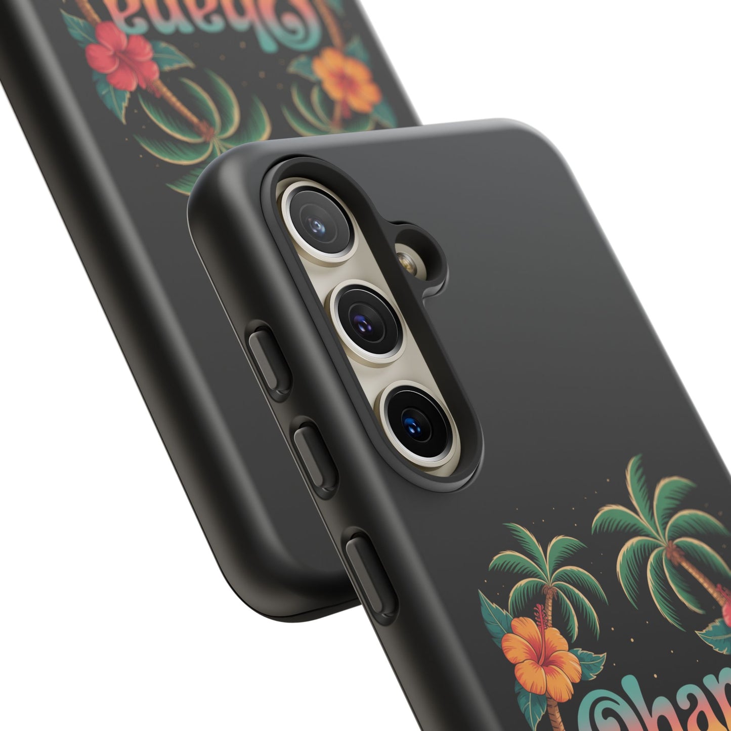 Tropical Ohana Samsung Case - Summer Beach Phone Cover - Hawaiian Palm & Hibiscus Design - Rugged & Glossy Protector for Galaxy