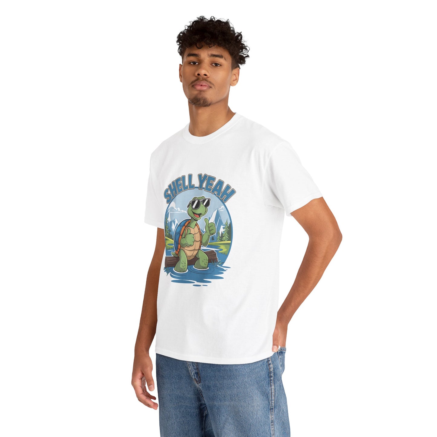 SHELL YEAH Turtle T-Shirt | Funny Cute Turtle Nature Graphic Tee | Handmade Animal Lover Gift | Eco Outdoor Adventure Shirt
