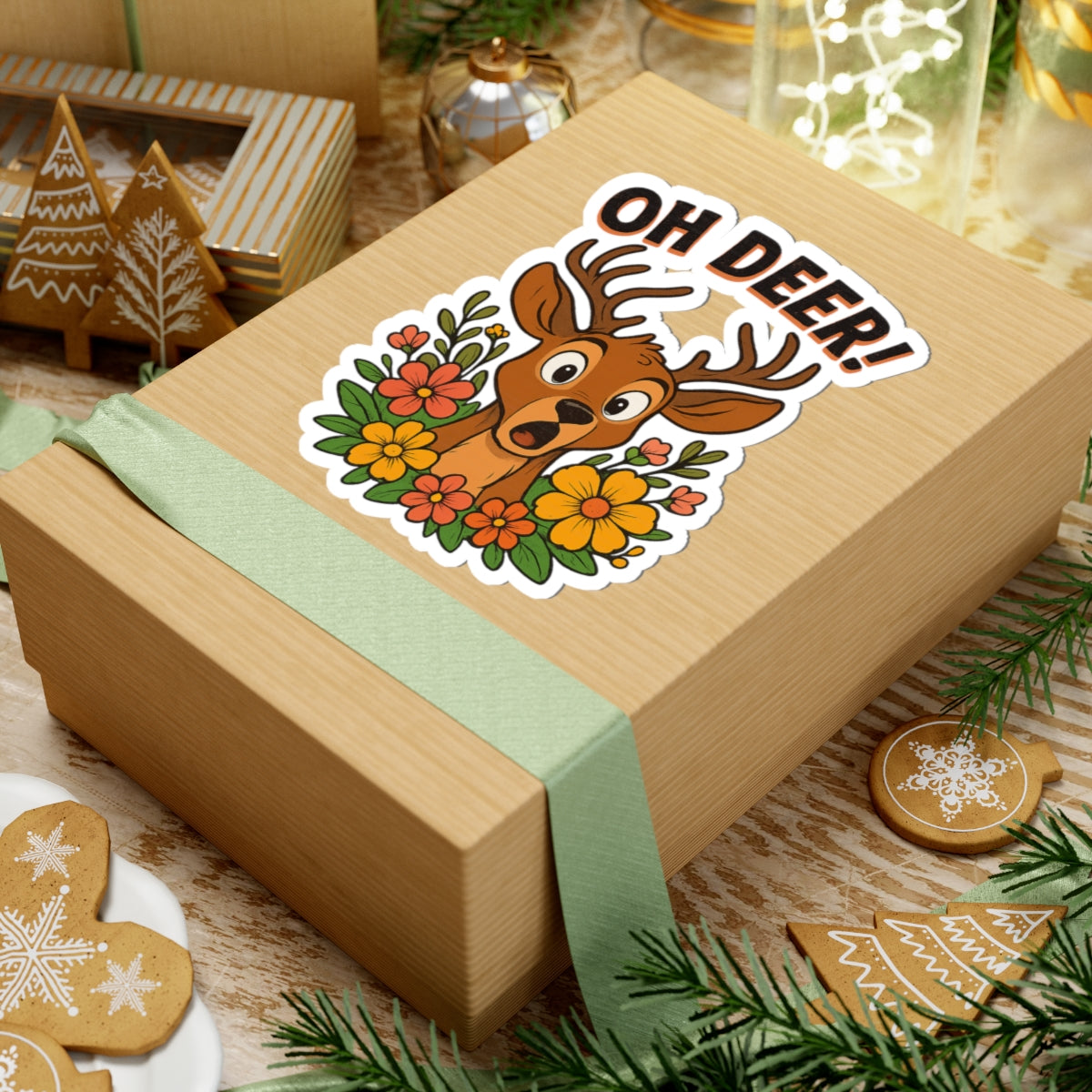 Sticker - Startled Deer 'Oh Deer' Decal Nature Decor Unique Gift for Animal Lovers