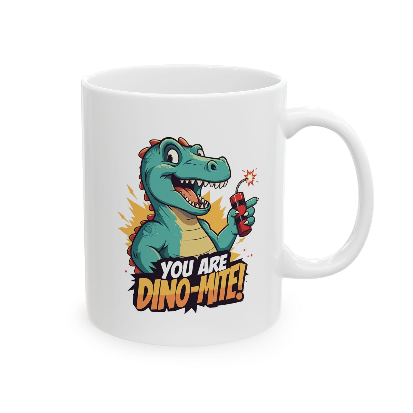 You Are Dino-Mite Mug – Funny Dinosaur Coffee Cup with Cute T-Rex Design – Gift for Him, Her, Kids – Dino Lover Kitchen Decor