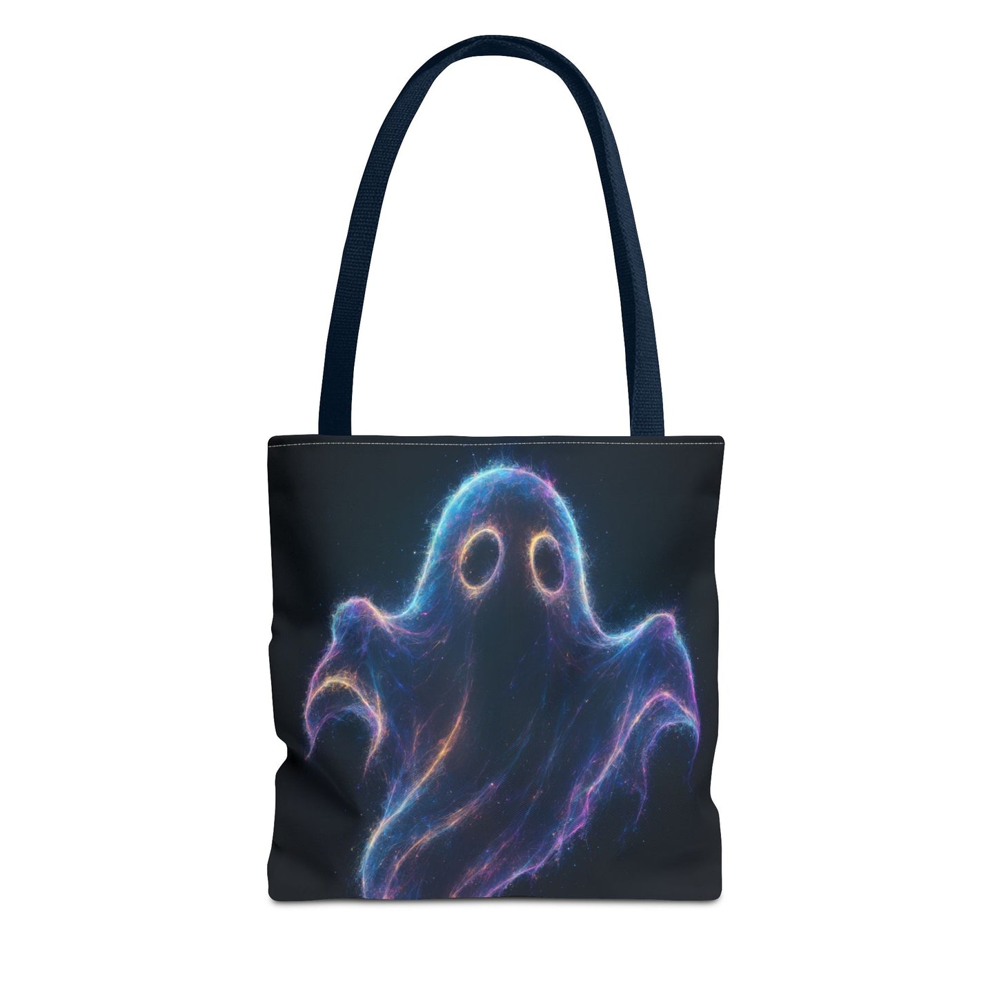 Neon Ghost Tote Bag, Spooky Halloween Canvas Tote, Glowing Cosmic Ghost Design Bag, Reusable Trick Or Treat Tote, Gothic Gift Accessory
