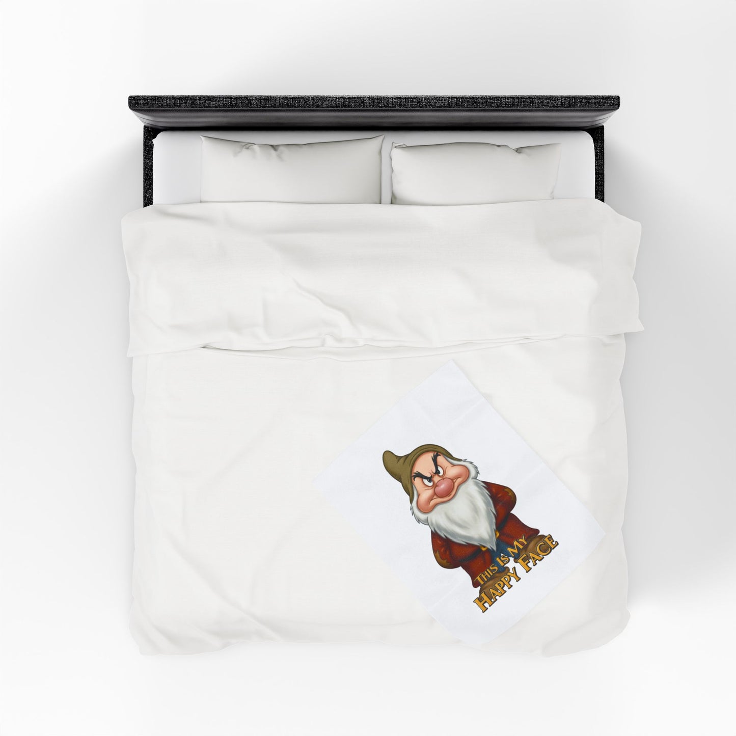 Funny Velveteen Plush Blanket with a Grumpy Dwarf - "This is My Happy Face"