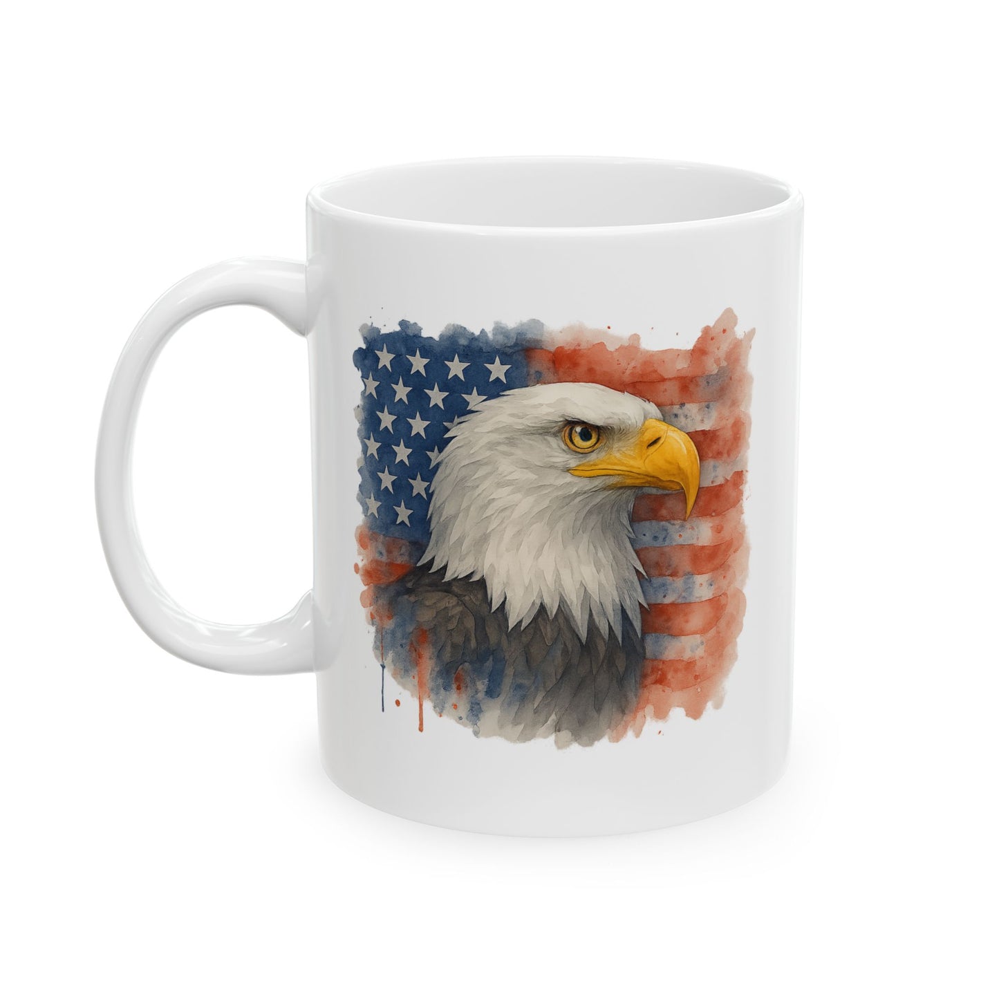 Patriotic Eagle Mug – American Flag Coffee Cup with Bald Eagle Design | USA Pride Gift for Veterans, Memorial Day, Independence Day