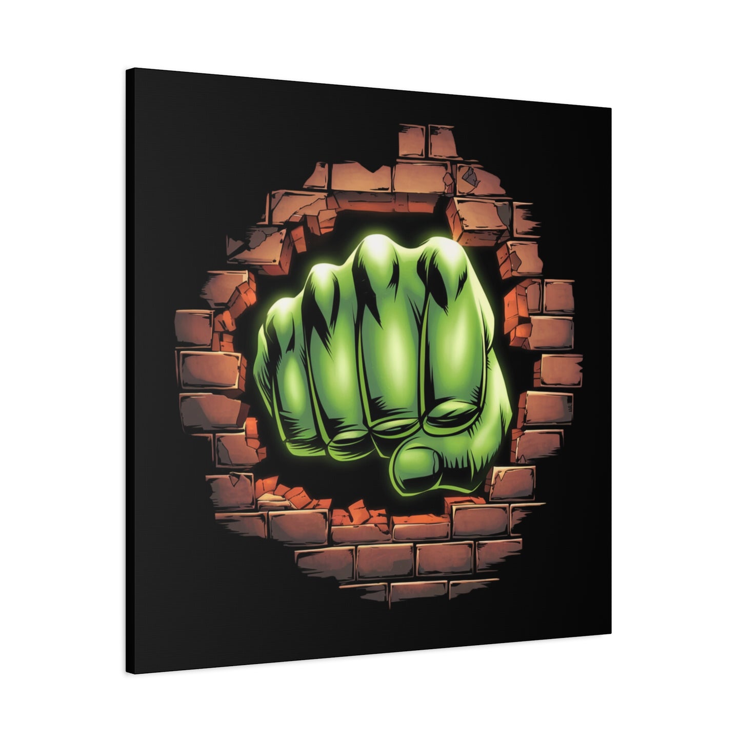 Wall Canvas Green Fist Smashing Design, Wall Art, Comic Canvas