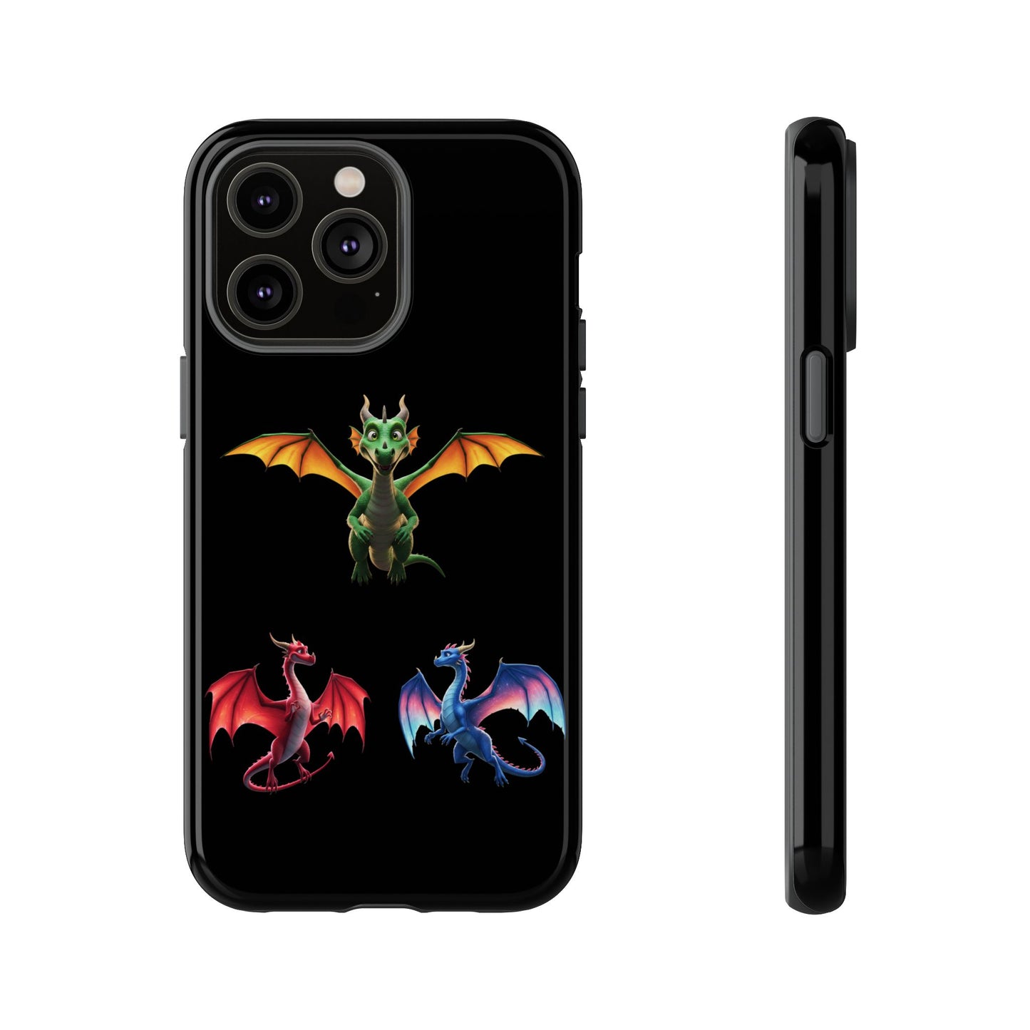 Vibrant Fantasy Dragon iPhone Case - Tough Armor Cover for iPhone 15/14/13 - Colorful Mythical Wings Gift for Dragon Lovers