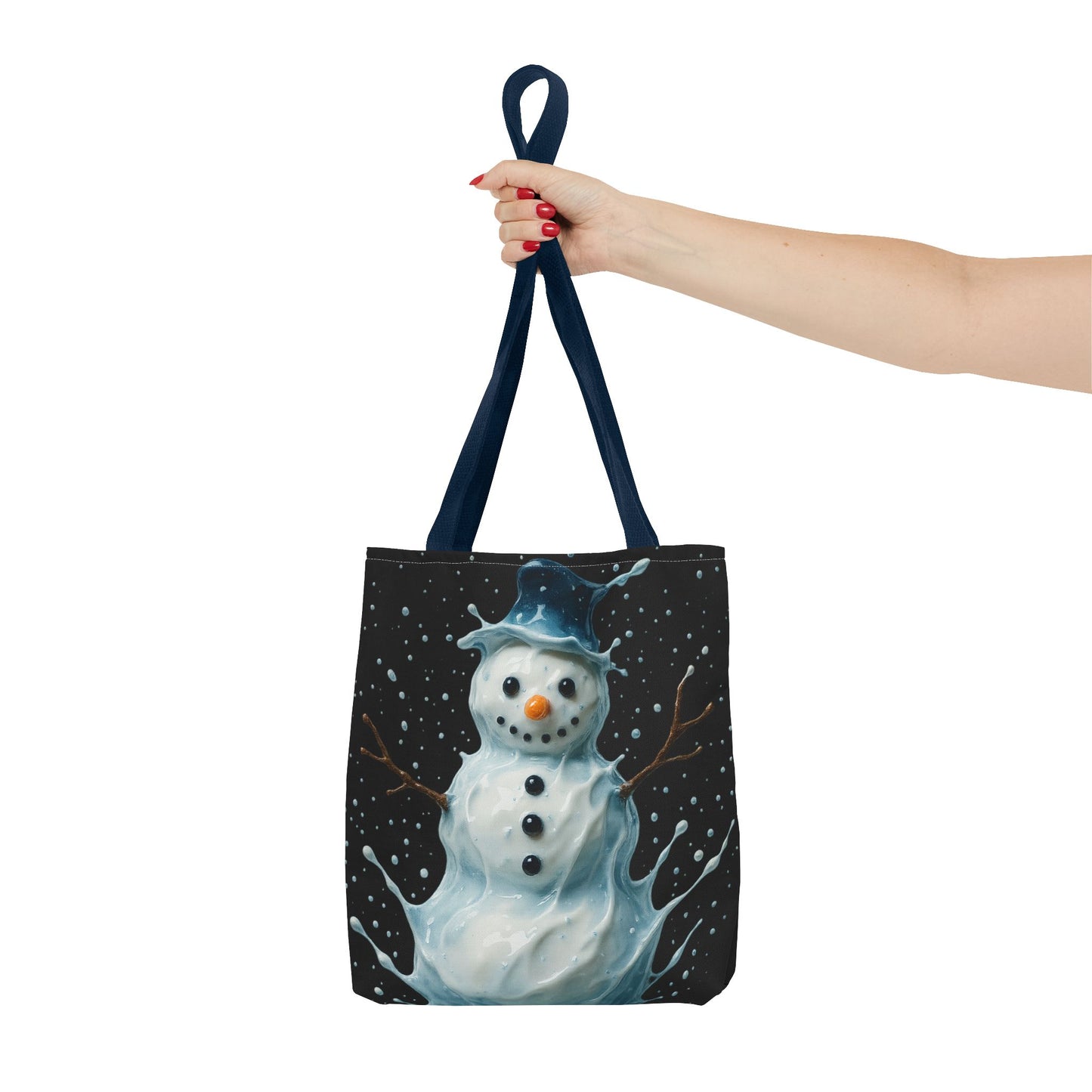 Winter Snowman Tote Bag, Festive Christmas Gift Bag, Holiday Shopping Tote, Snowy Season Accessory, Reusable Winter Art Bag For Everyday Use