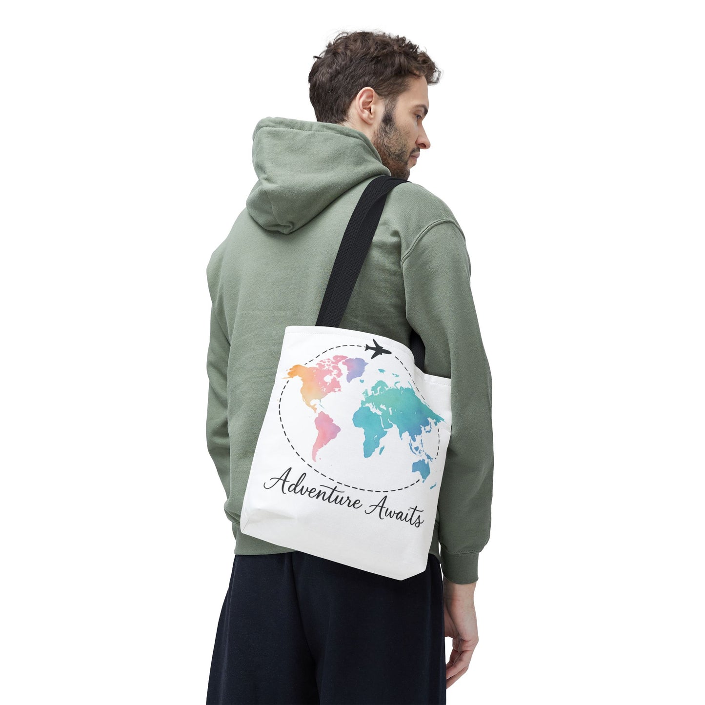 Adventure Awaits Watercolor World Map Tote Bag | Travel Canvas Tote | Wanderlust Gift, Beach, Camping, Airport Carryall, Eco-Friendly