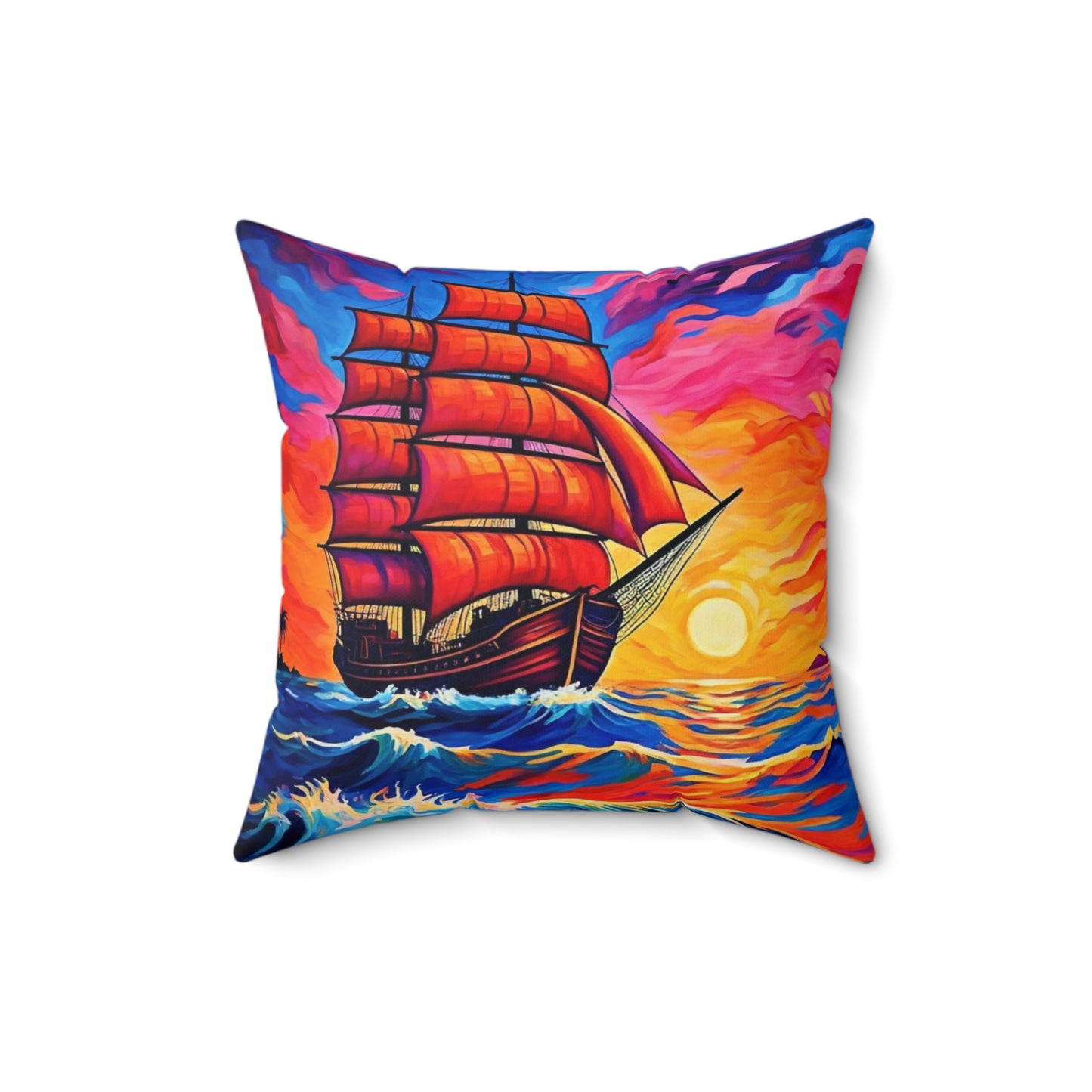Sunset Sail Square Pillow