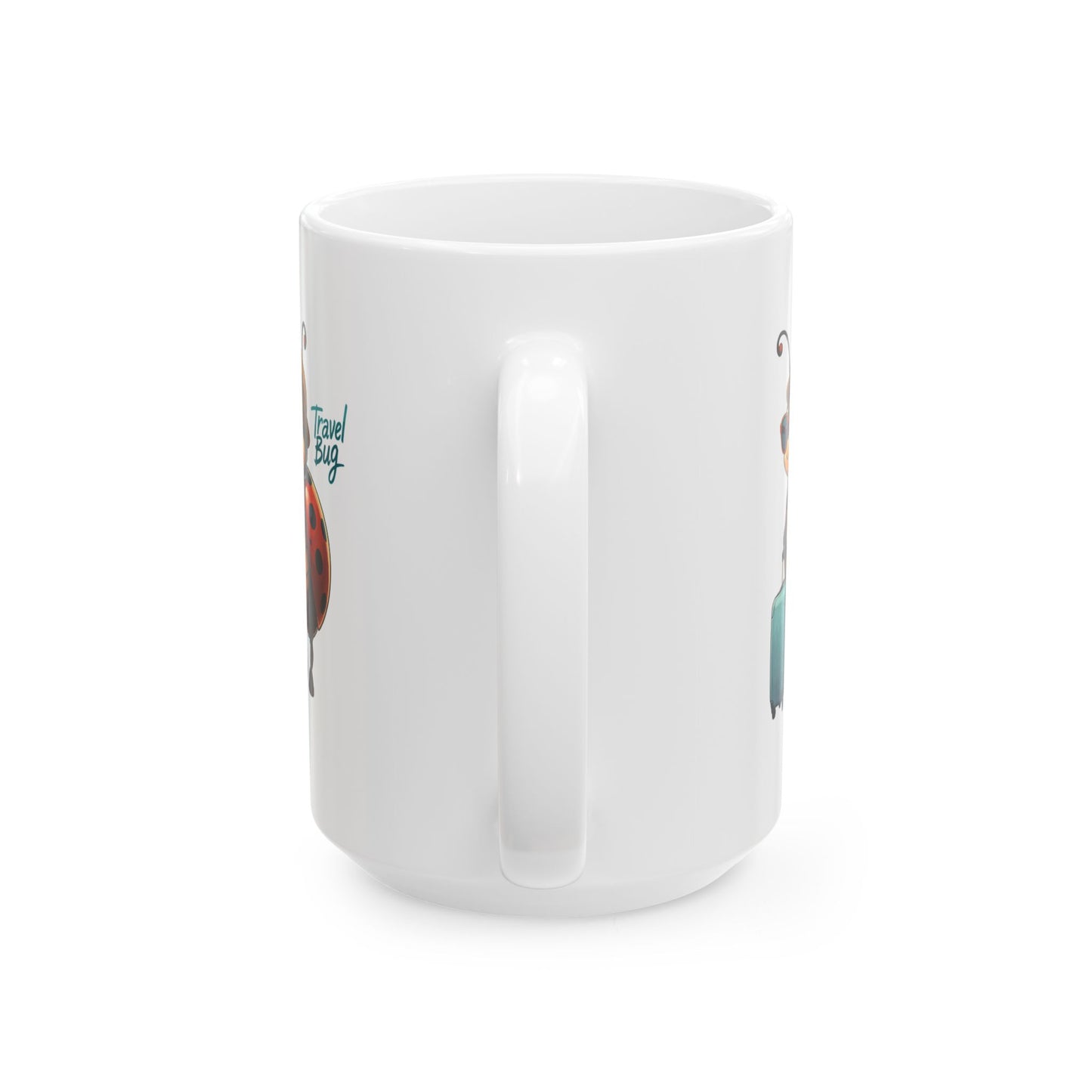 Travel Bug Coffee Mug – Cute Ladybug Traveler Ceramic Mug, Whimsical Travel Gift, Eco-Friendly Kitchen Cup for Bug Lovers