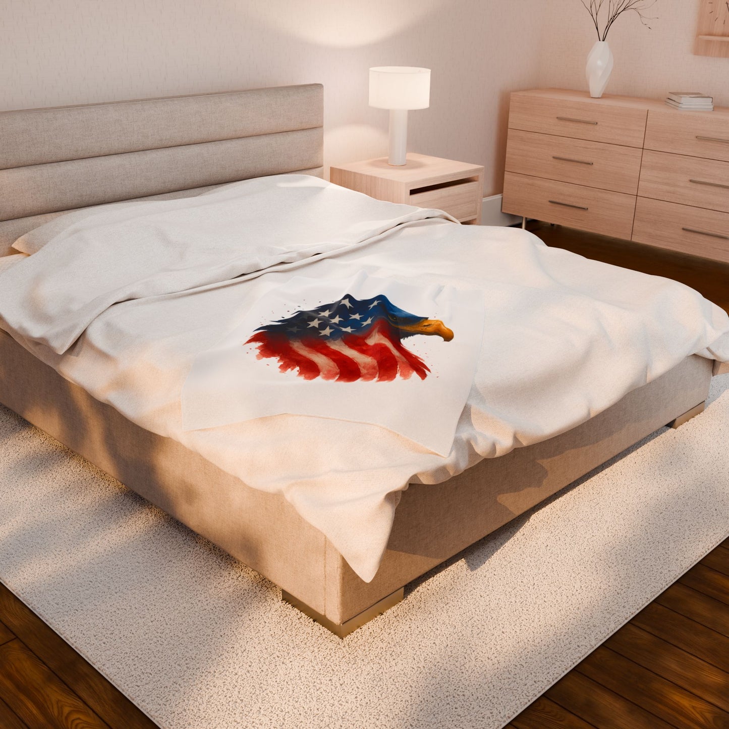 Patriotic Eagle Plush Blanket - Soft USA Flag Throw - Cozy Polyester Eagle Throw for Veterans, 4th of July, Home Decor Gift