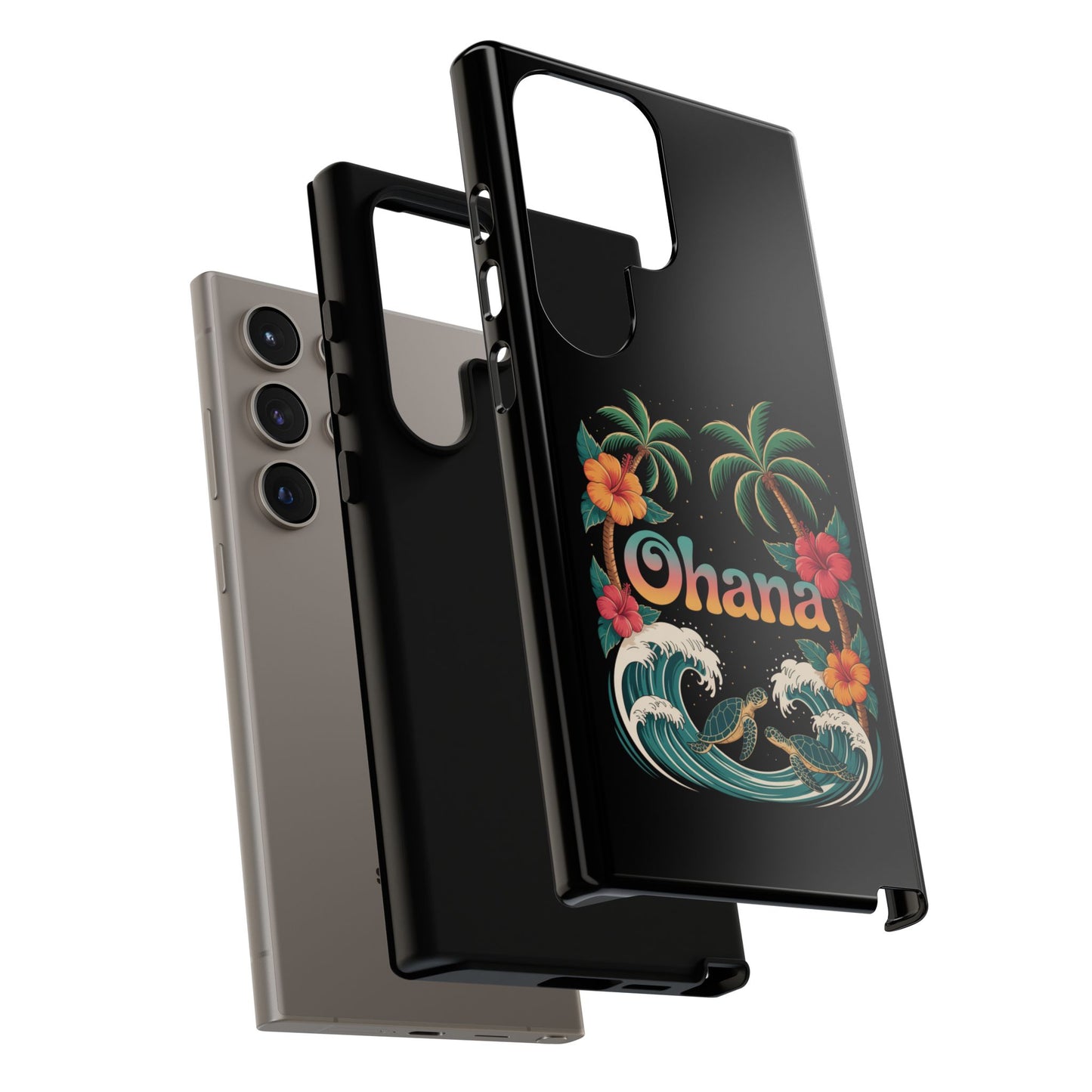 Tropical Ohana Samsung Case - Summer Beach Phone Cover - Hawaiian Palm & Hibiscus Design - Rugged & Glossy Protector for Galaxy