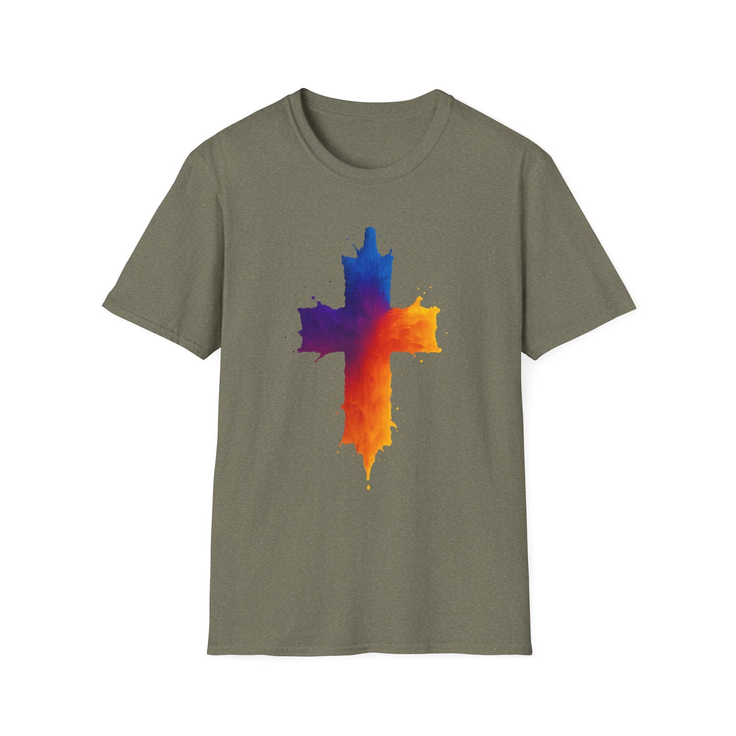 Colorful Abstract Cross T‑Shirt | Bold Grunge Paint Splatter Christian Tee | Unique Vibrant Gift | Inspirational Faith Graphic Shirt