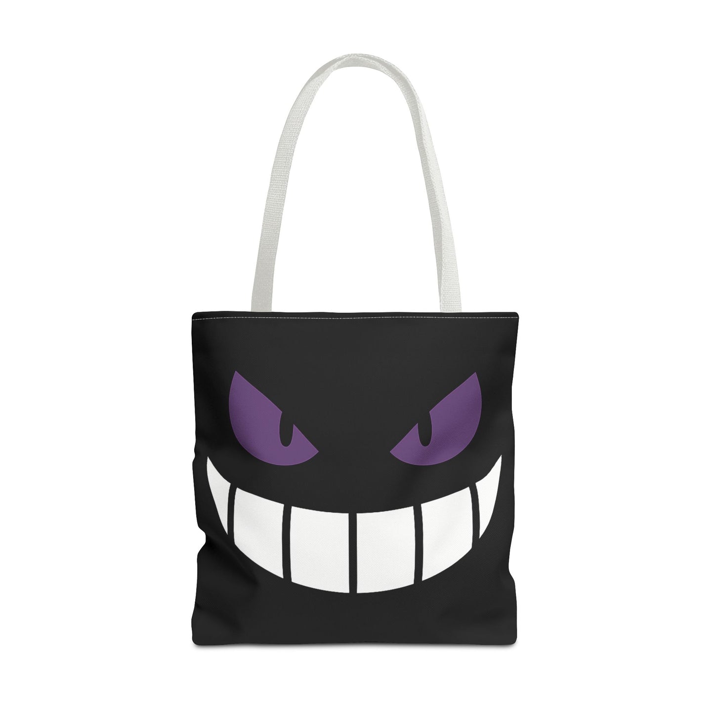 Evil Grin Tote Bag, Spooky Purple Eyes Reusable Shopping Bag, Creepy Cute Halloween Tote, Gothic Horror Canvas Bag, Gamer Room Accessory