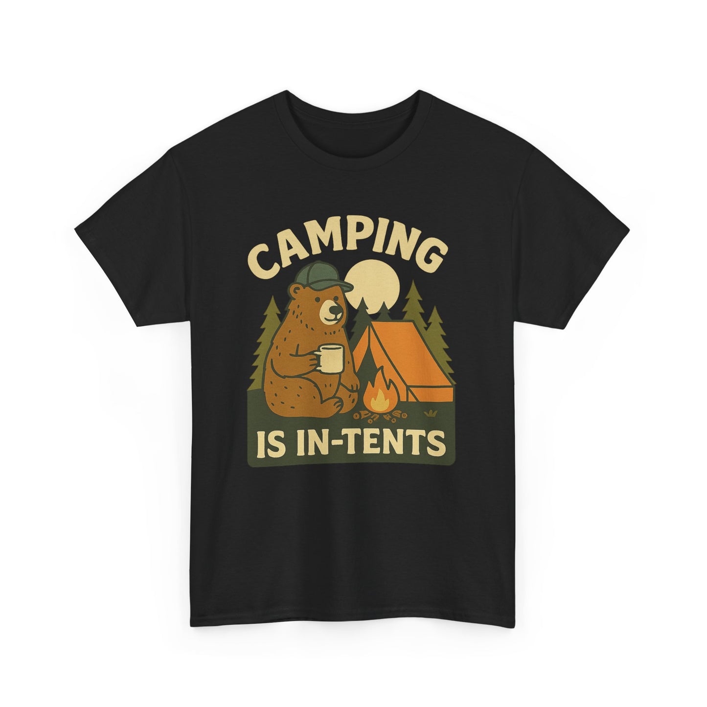 Camping Is In-Tents Funny Bear Camping Tee - Cute Outdoorsy Pun Shirt - Retro Campfire Graphic, Nature Lover Gift, Unisex Adventure Apparel