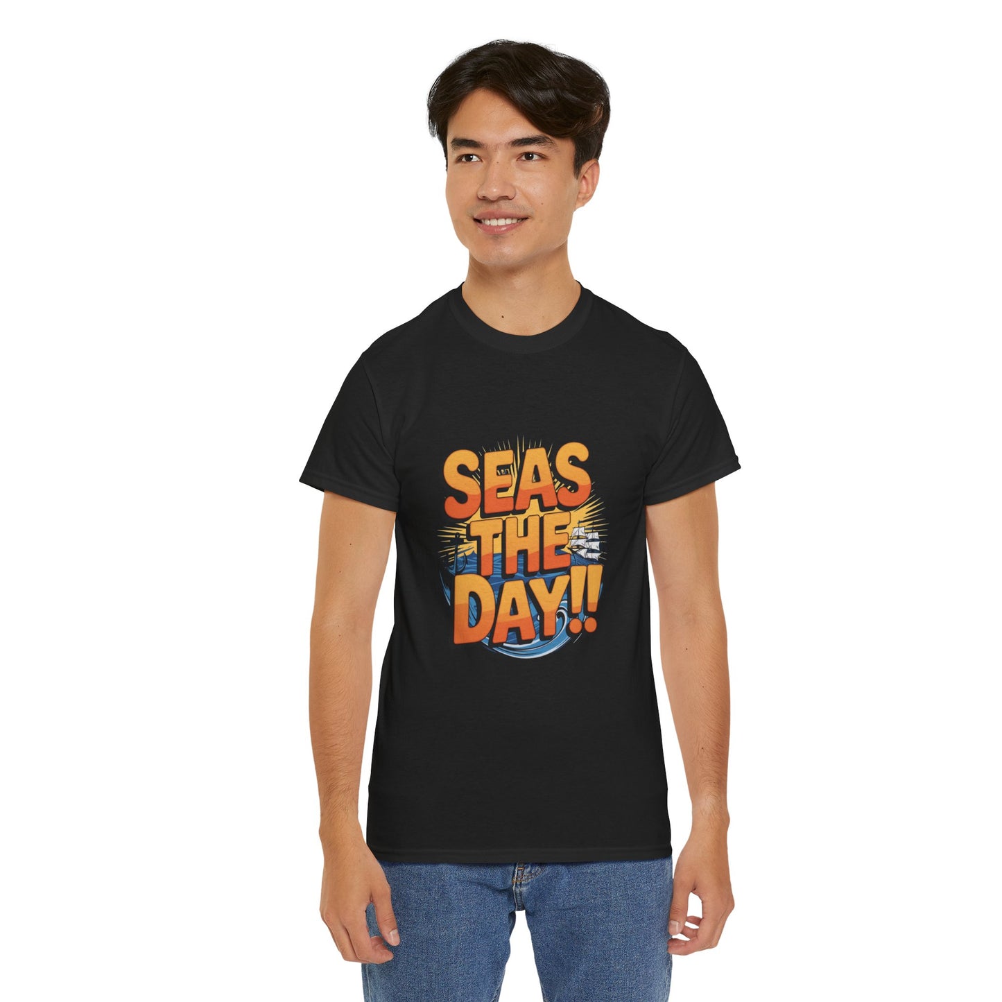 Seas The Day!! Tee • Ocean Pun Graphic Shirt • Comfort Colors Unisex Beachy Vibes • Nautical Aesthetic • Gift for Sea Lovers & Summer Vacays