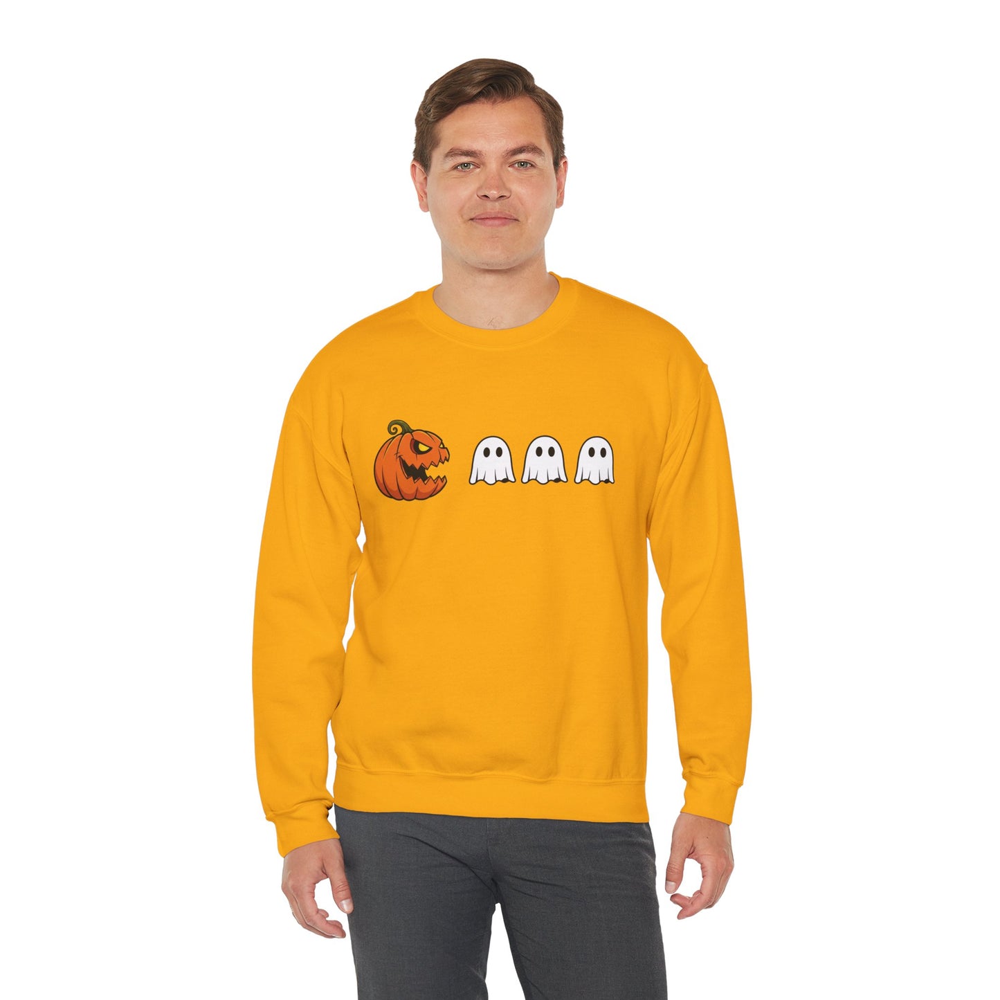 Pumpkin Ghost Sweatshirt, Funny Halloween Crewneck, Spooky Ghost Sweater, Cute Pumpkin Sweatshirt, Fall Outfit, Scary Face Sweatshirt