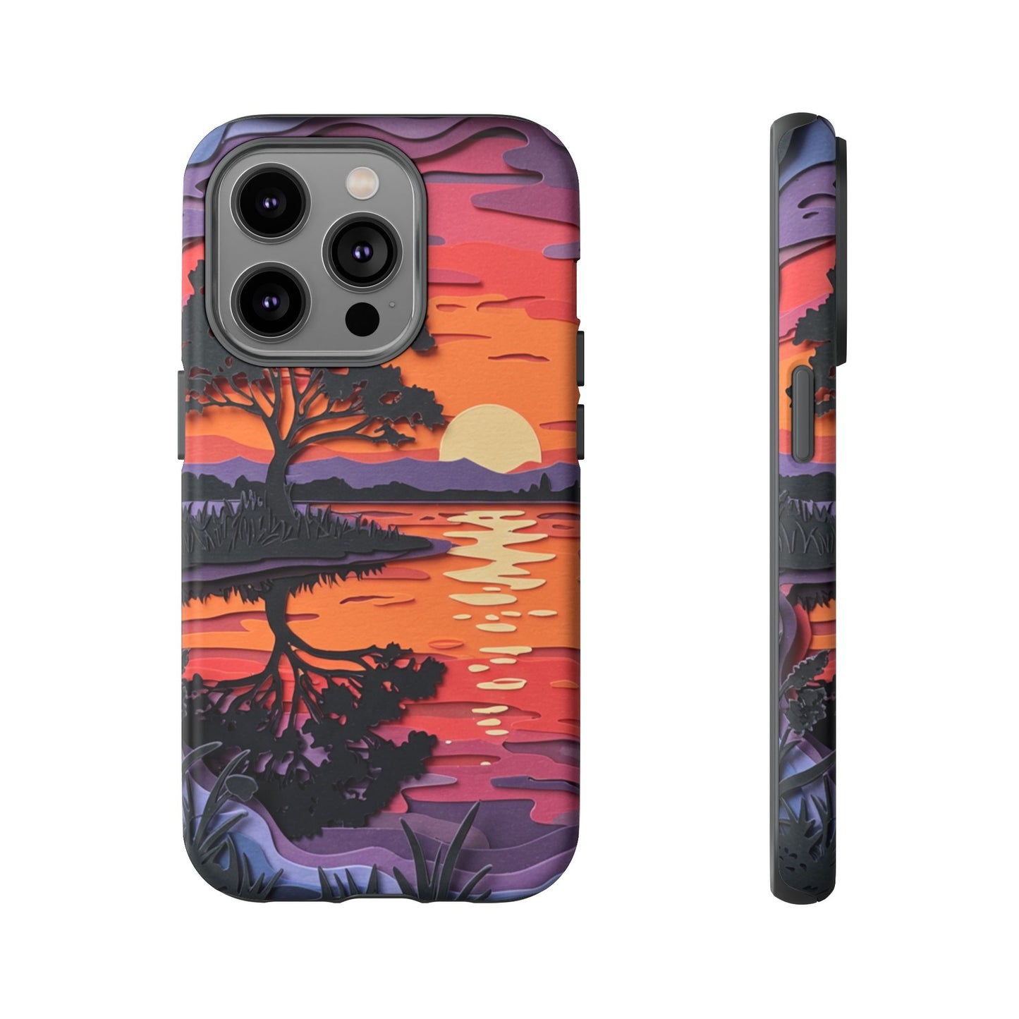 iPhone Case - Colorful Paper Art Sunset Design