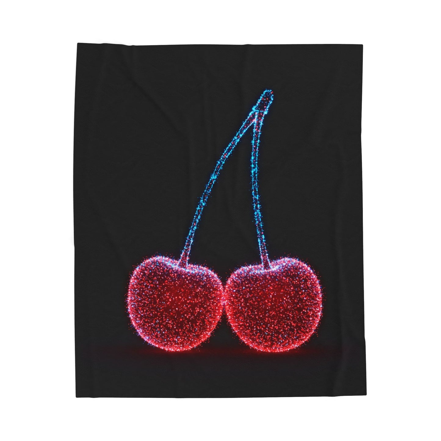 Plush Blanket with Bioluminescent Cherries Cherry Throw Cherry Decor Cherry Blanket
