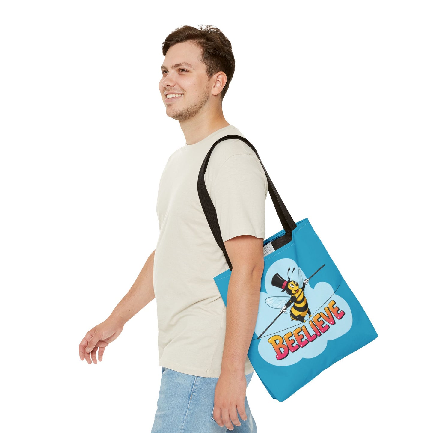 Bee Tote Bag Beelieve Pun Design