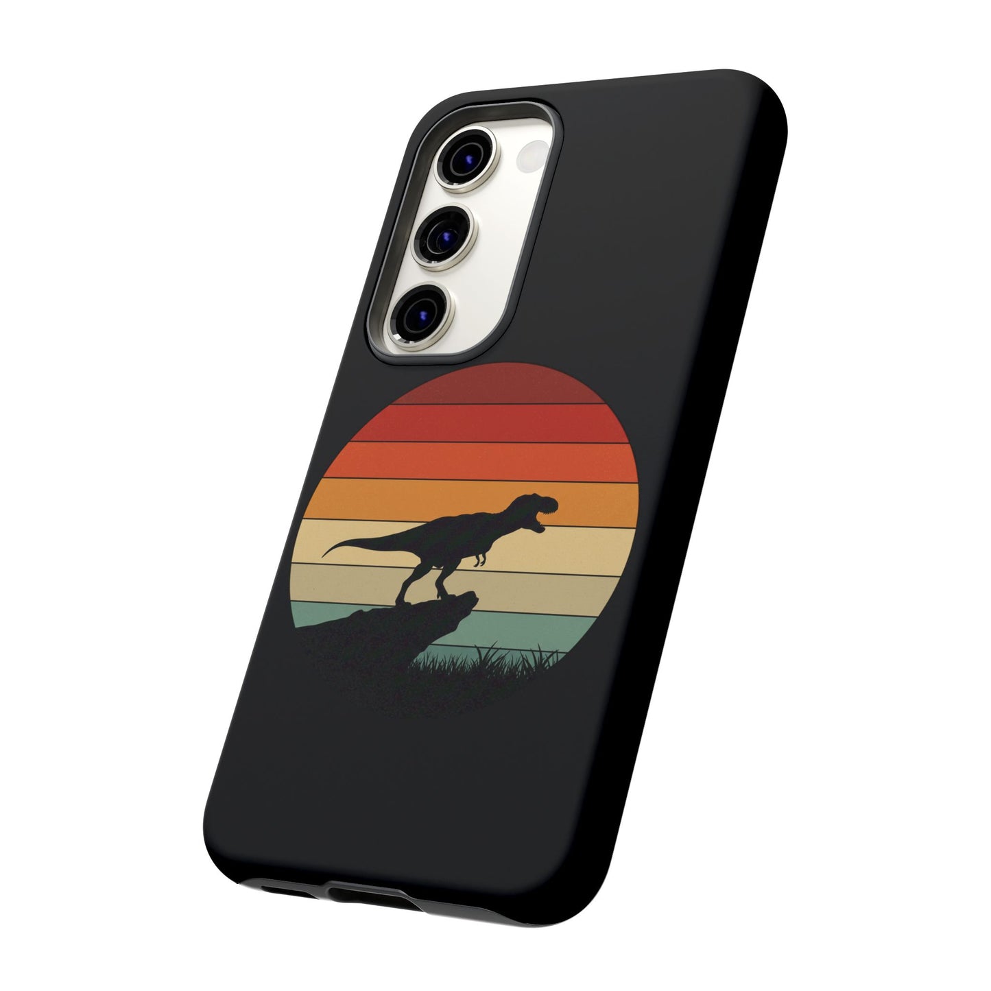 Retro Sunset Dinosaur Samsung Case | T-Rex Silhouette Vintage Gradient Cover for Galaxy S25/S24/S23 Series Dinosaur Phone Case