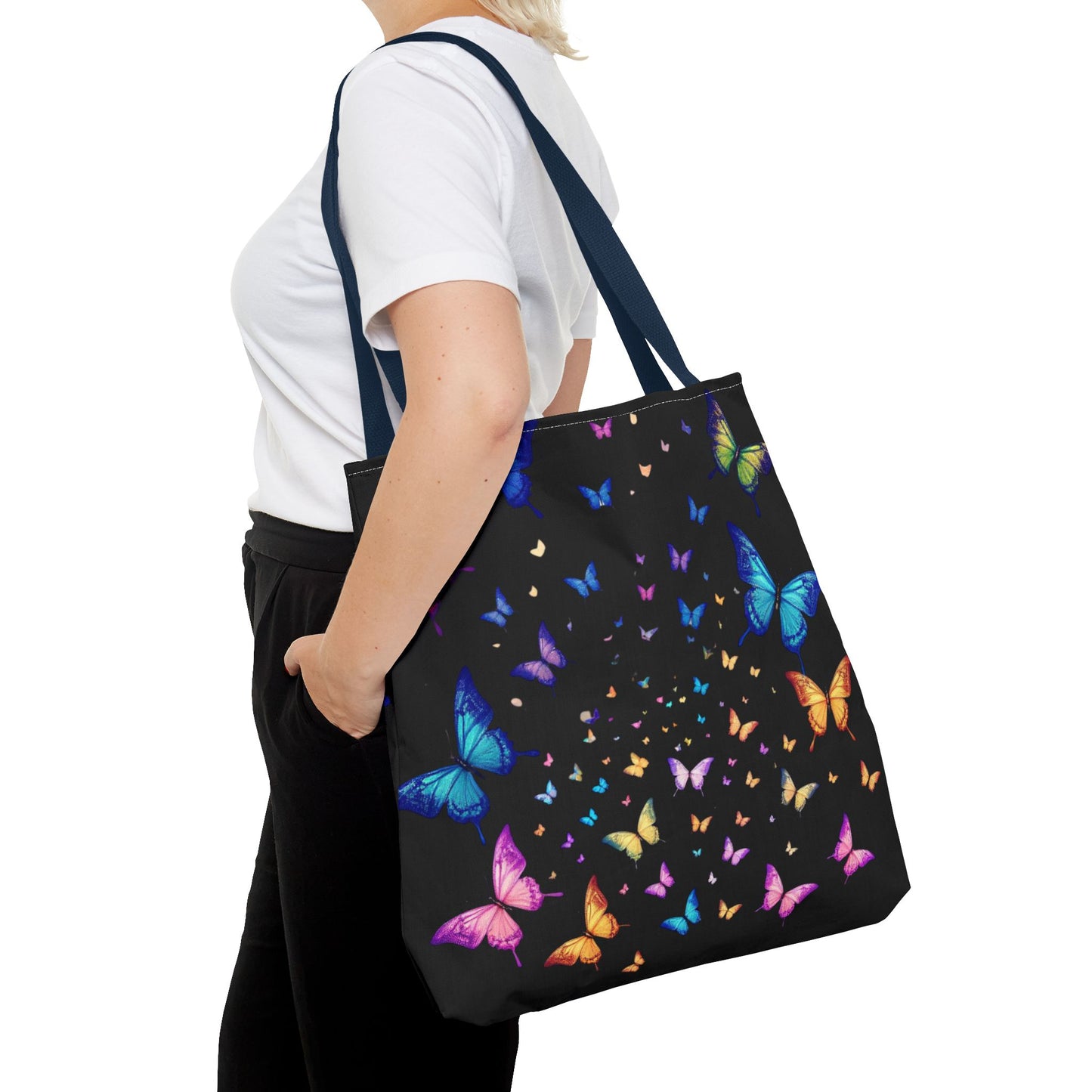 Butterfly Swarm Tote Bag – Colorful Rainbow Butterfly Tote, Aesthetic Canvas Bag, Nature-Inspired Gift, Magical Reusable Eco Purse