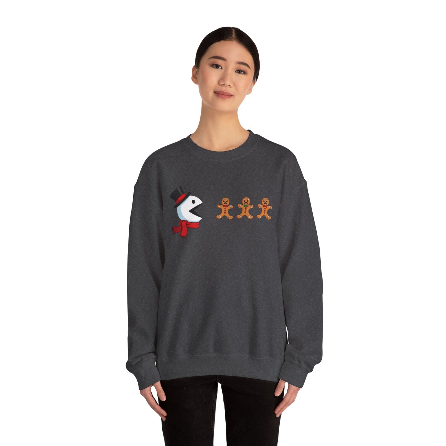 Funny Snowman And Gingerbread Sweatshirt, Cute Christmas Crewneck, Holiday Winter Sweater, Festive Graphic Pullover For Men And Women