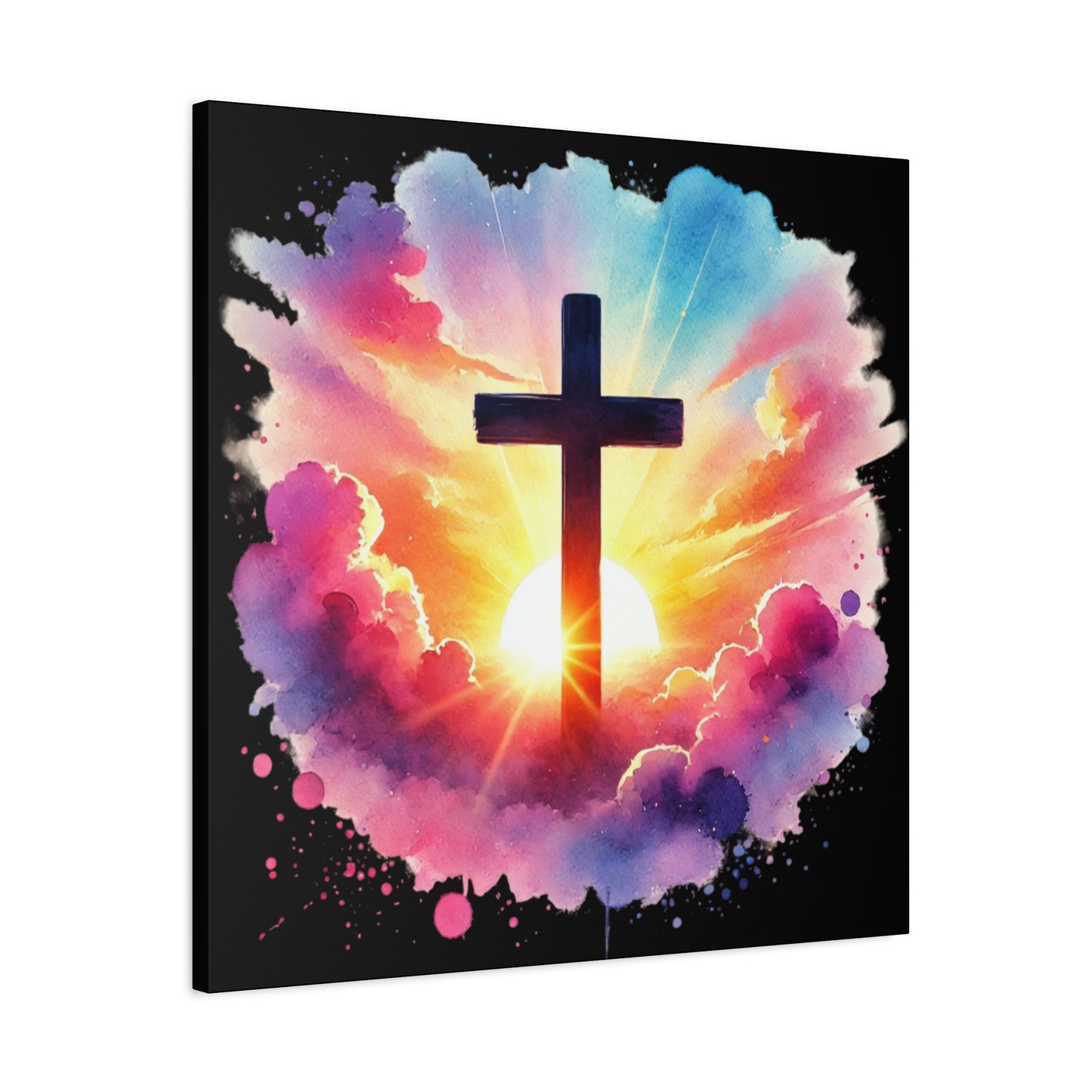 Inspirational Watercolor Cross Wall Art Christian Home Decor Faith Based Canvas Religious Art Inspirational Canvas