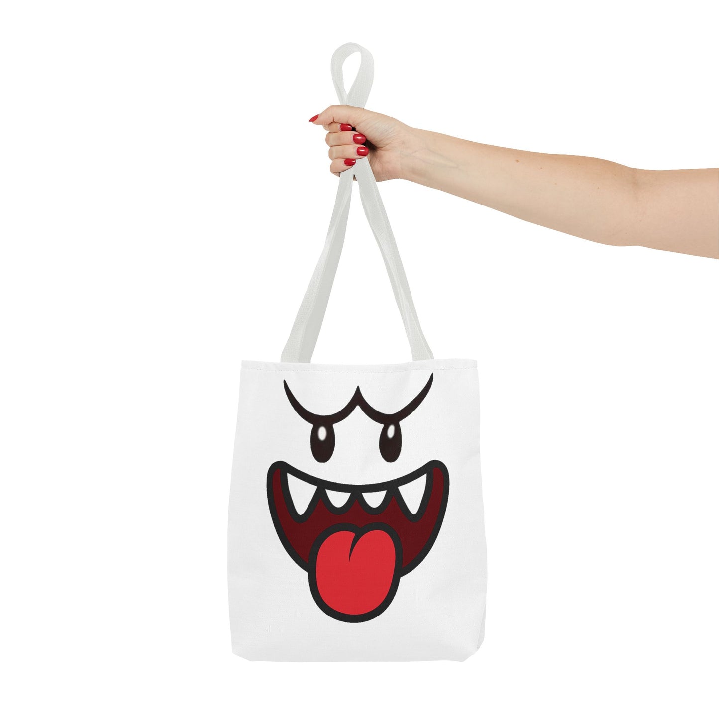 Funny Ghost Face Tote Bag, Spooky Halloween Shopping Bag, Creepy Cute Gamer Tote, Novelty Reusable Canvas Bag, Horror Themed Trick or Treat Bag