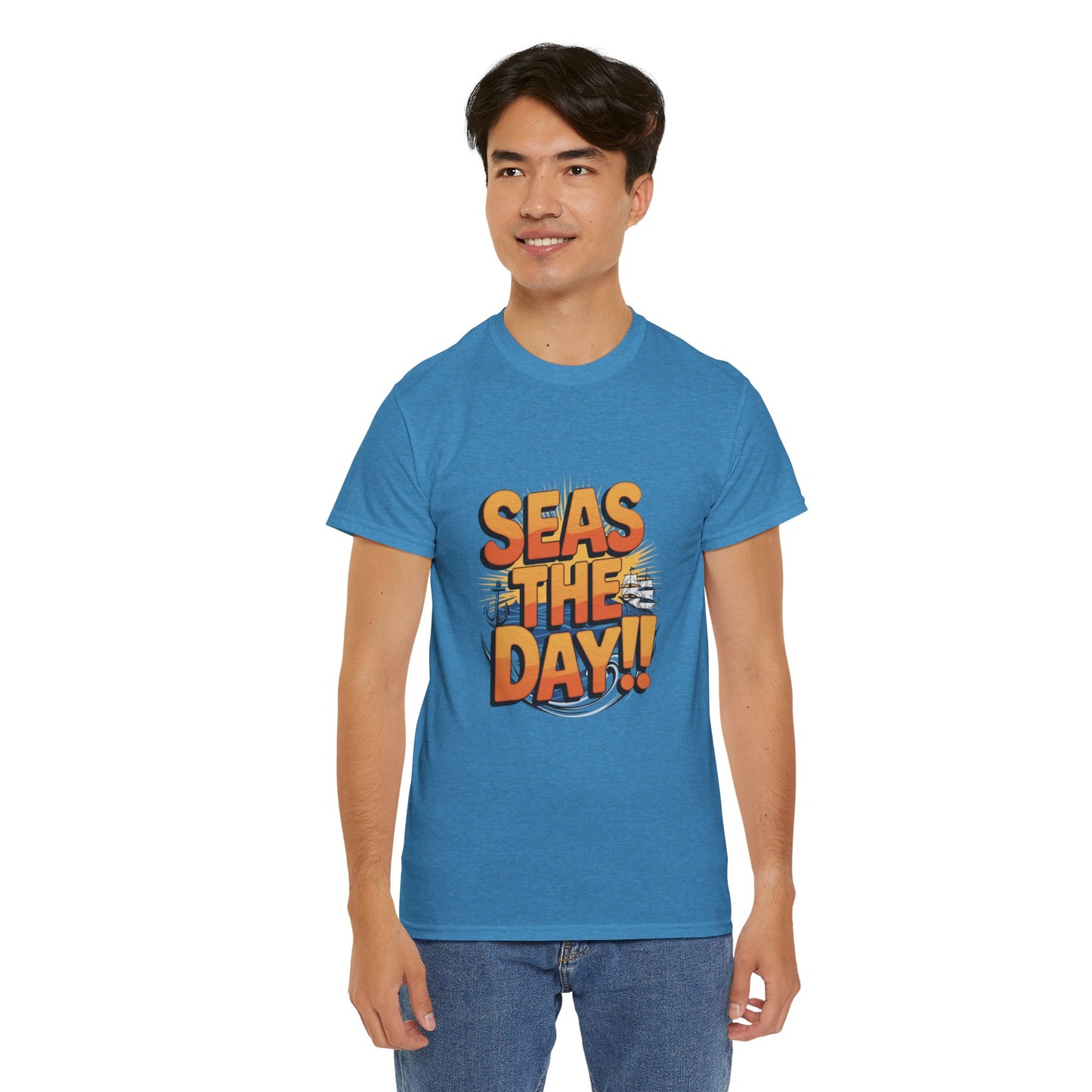 Seas The Day!! Tee • Ocean Pun Graphic Shirt • Comfort Colors Unisex Beachy Vibes • Nautical Aesthetic • Gift for Sea Lovers & Summer Vacays