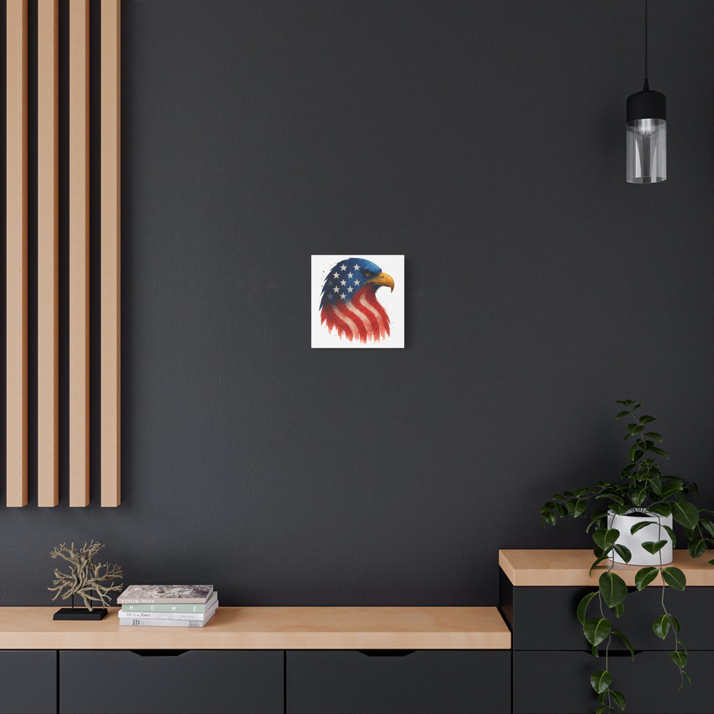 Patriotic Eagle Canvas Wall Art - American Flag Eagle Print - 4th of July Decor, USA Home and Office Gift - Ready to Hang Canvas Art