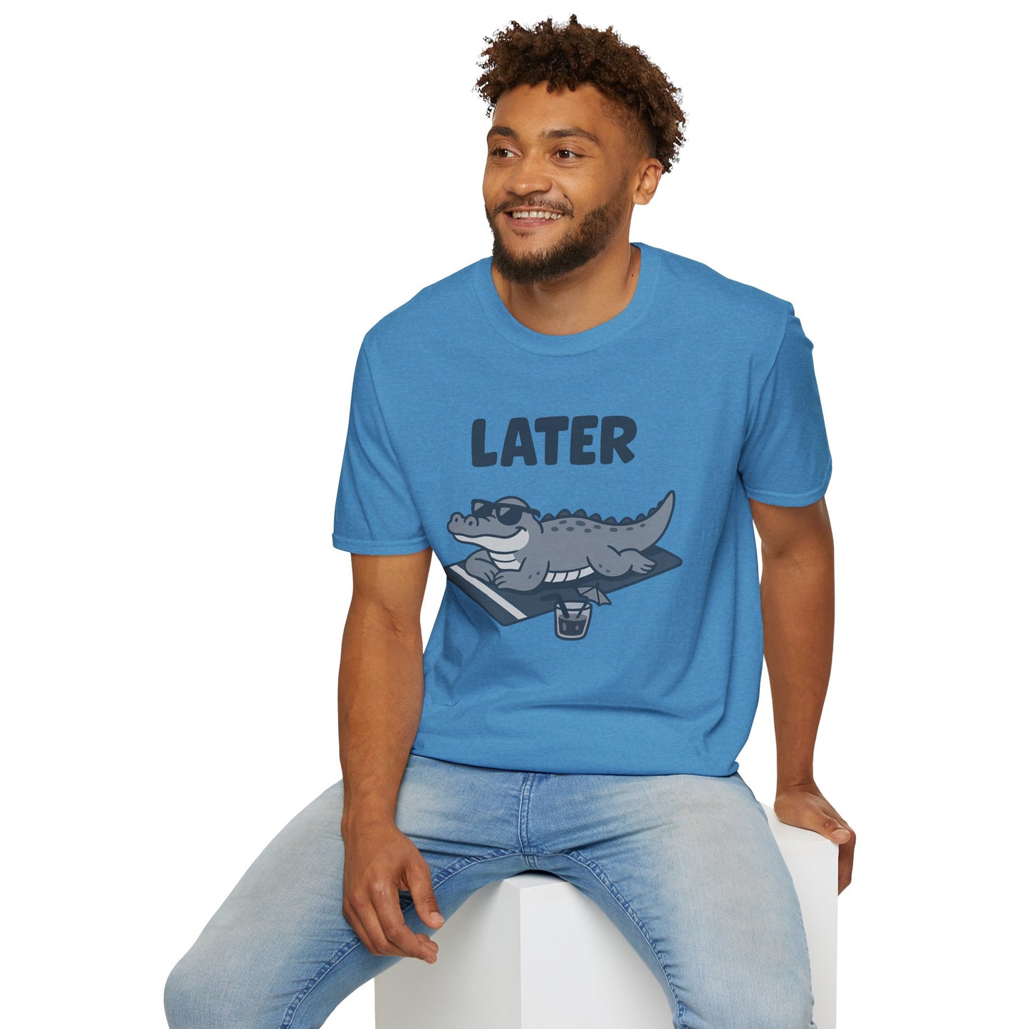 Later Gator Lounge Graphic Tee - Funny Alligator T-Shirt, Summer Vacation Humor, Cute Animal Tee, Relax Gift for Him and Her