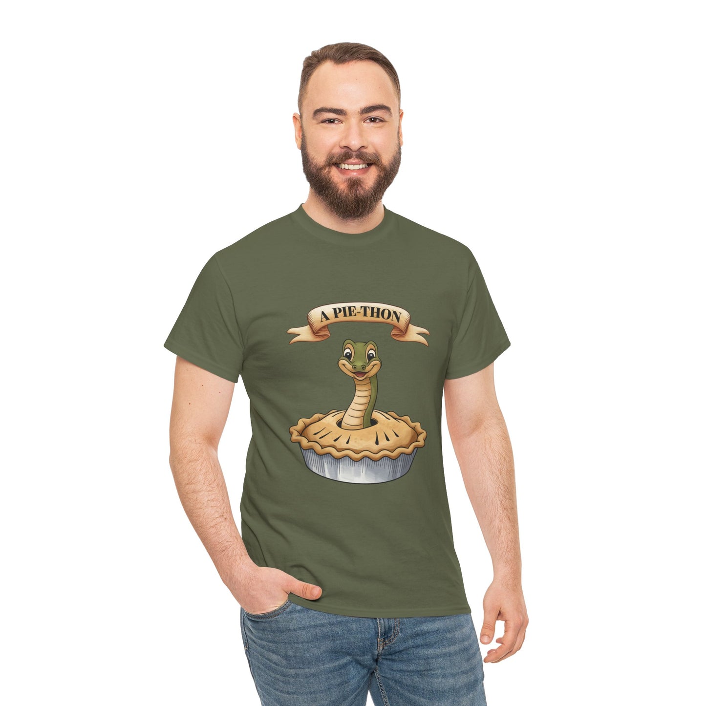 A Pie-Thon Funny Snake Pun Shirt – Cute Animal Joke T-Shirt – Quirky Graphic Tee for Pun Lovers, Reptile Fans, and Unique Gift Ideas