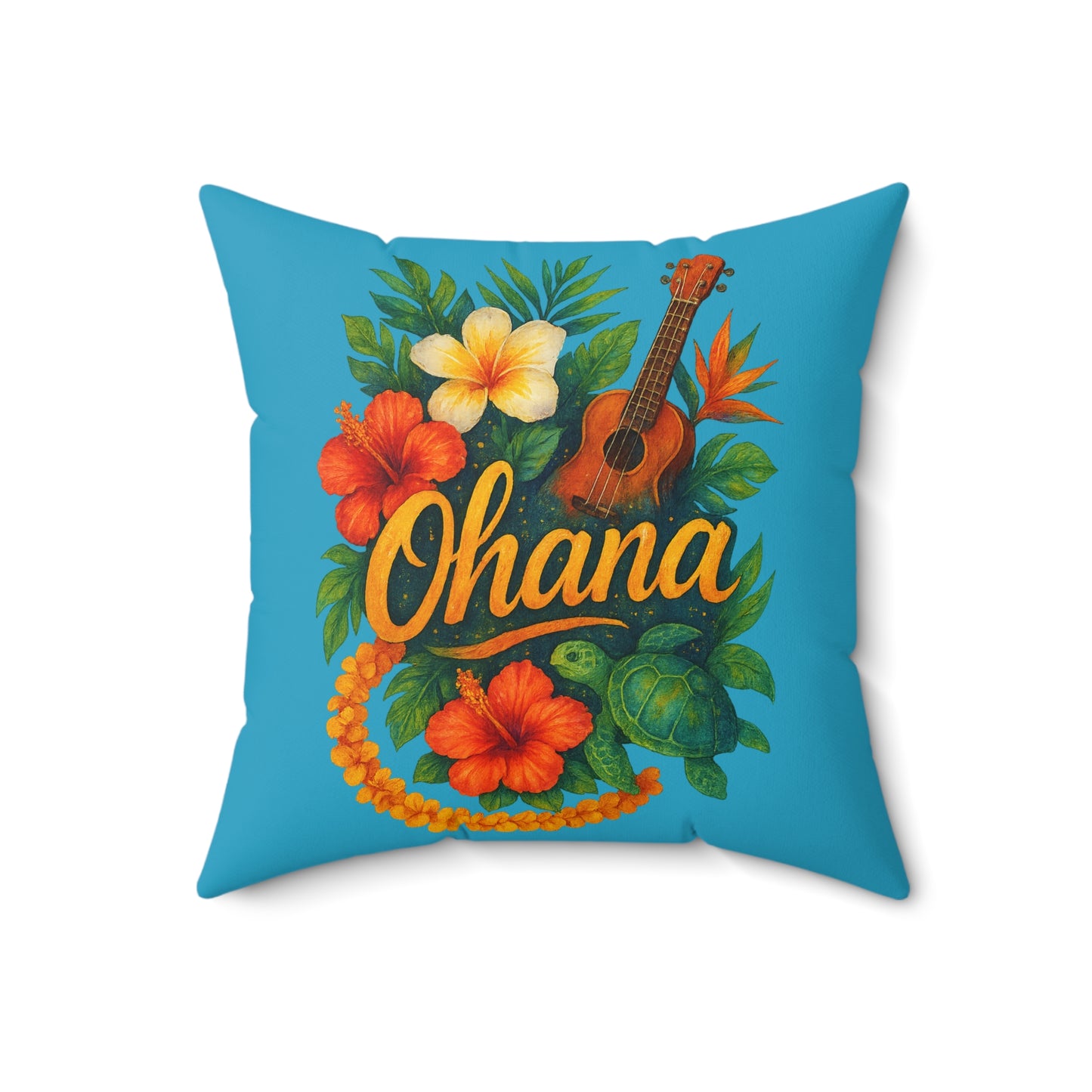 Hawaiian Ohana Throw Pillow | Tropical Decorative Cushion | Beach House Decor | Aloha Gift | Luau Party Pillow | Island Vibes Home Decor