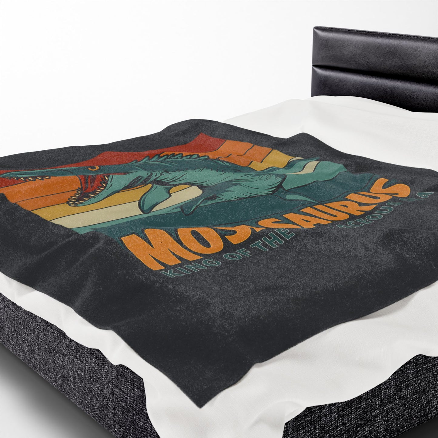 Mosasaurus Dinosaur Blanket - 100% Polyester Fleece Throw, Retro Sea Monster Bedding, Dinosaur Gift for Kids and Adults, Cozy Bed Decor