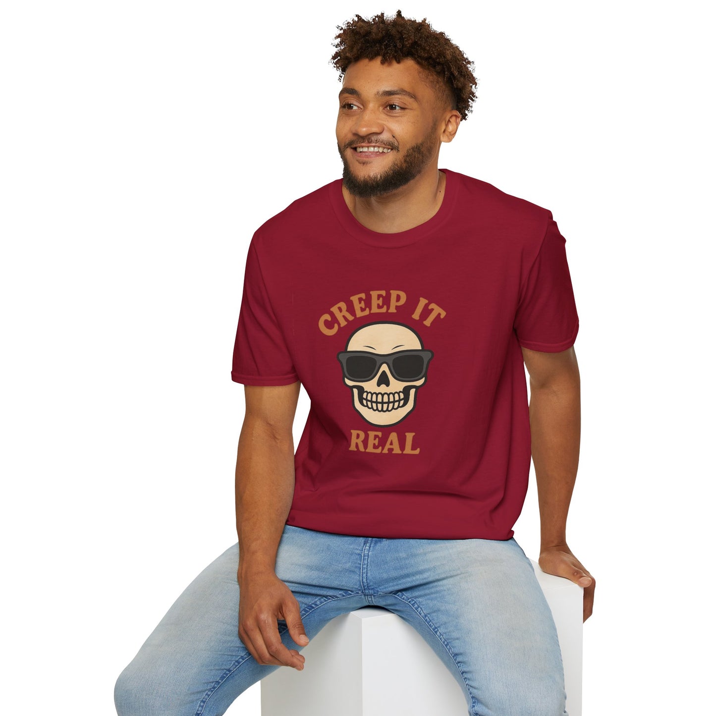 Creep It Real Shirt - Funny Skull Halloween T-Shirt, Spooky Season Graphic Tee, Cool Skeleton with Sunglasses, Humorous Fall Top