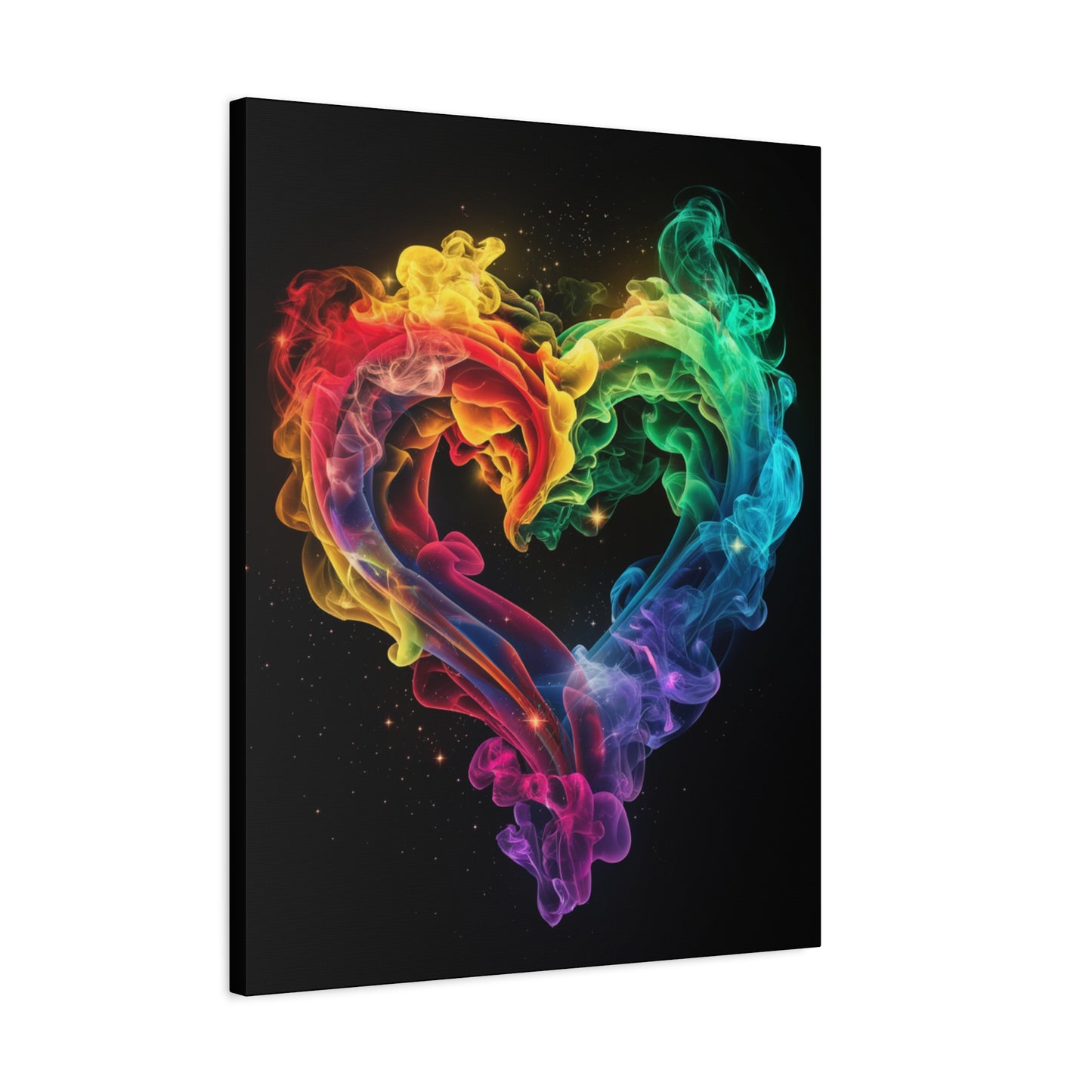 Canvas Art Print - Colorful Smoke Heart Design