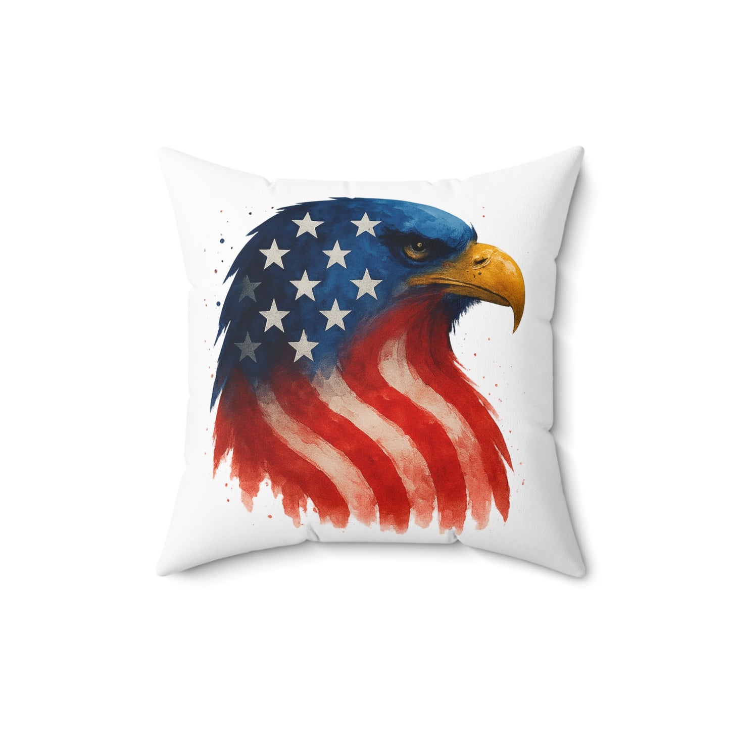 Patriotic Eagle Pillow - 100% Spun Polyester, Double-Sided, Cover and Insert, Hidden Zipper, Red White Blue, Fourth of July and Year-Round Decor