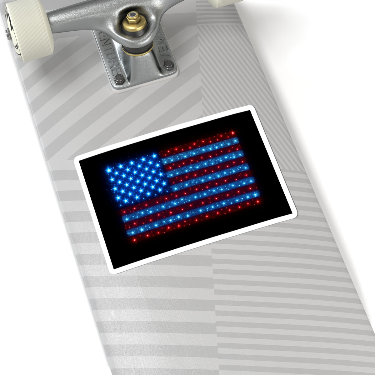 Bioluminescent USA Flag Sticker - Holographic-Inspired Vinyl Decal, Patriotic Blue and Red Sparkle Art for Laptop, Water Bottle
